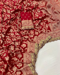 Bridal Wedding Khadi Georgette Sabyasachi Scallop Saree