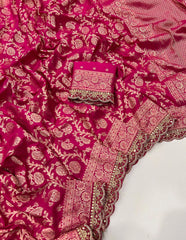 Bridal Wedding Khadi Georgette Sabyasachi Scallop Saree