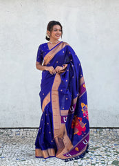 Paithani Vitthala Pallu Muniya Border Saree