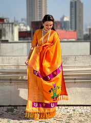 Paithani Vitthala Pallu Muniya Border Saree