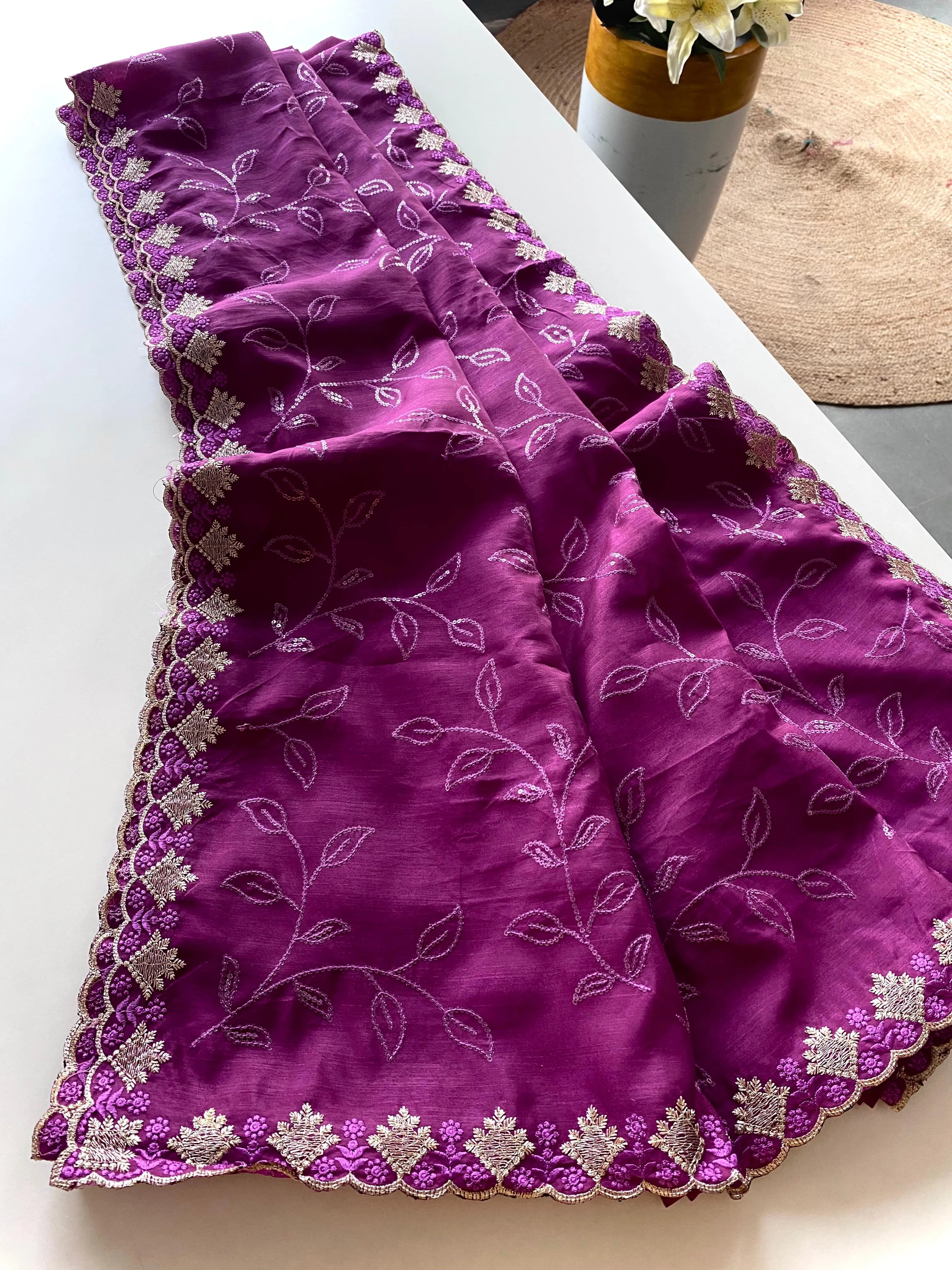 Ruhi Silk Jaal Work Sequence Saree