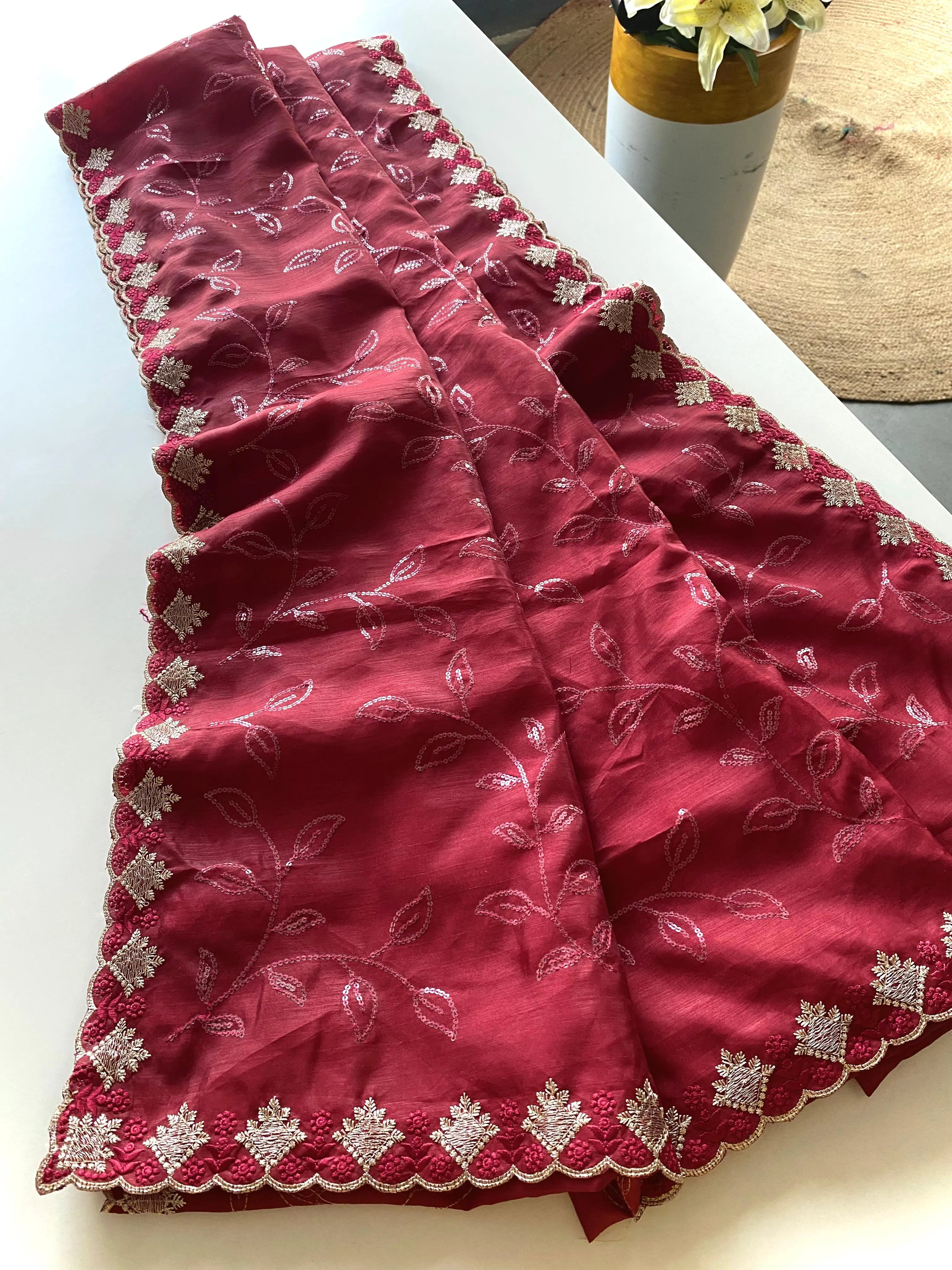 Ruhi Silk Jaal Work Sequence Saree