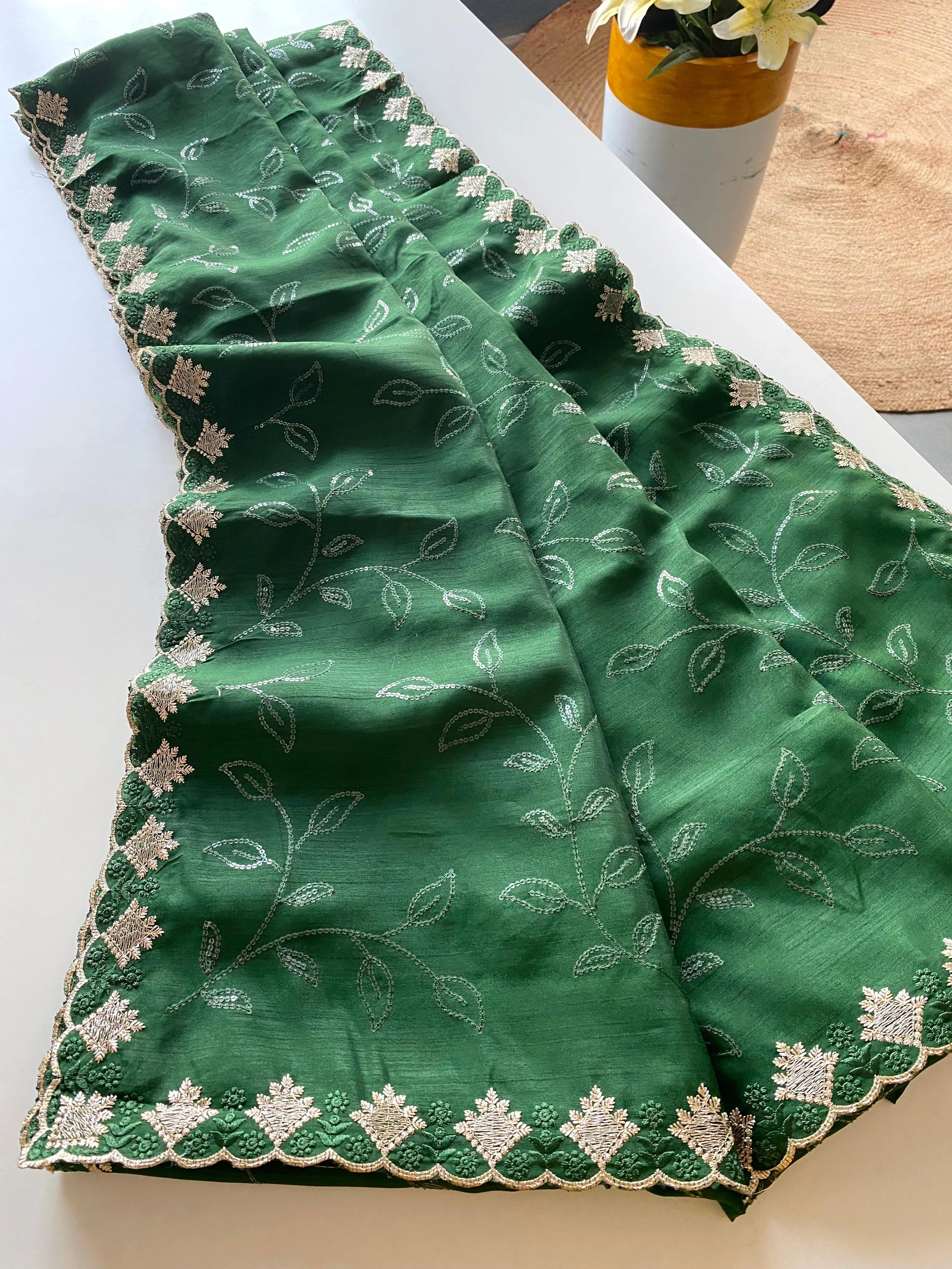 Ruhi Silk Jaal Work Sequence Saree