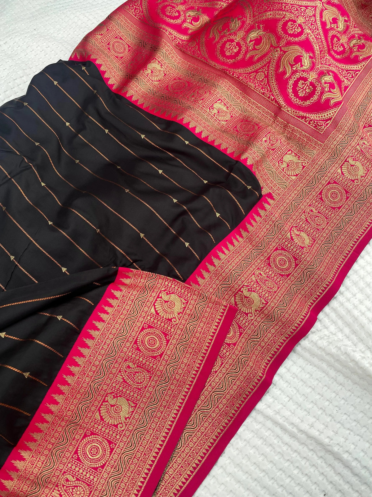 Black Paithani Silk Kanchipuram Touch Saree