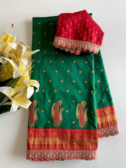 Paithani Kanchipuram Touch Silk Lace Saree