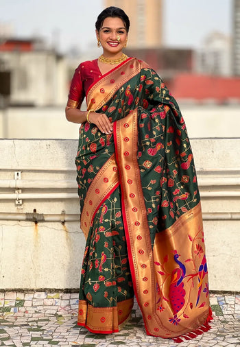 Peacock Jaal Soft Silk Paithani