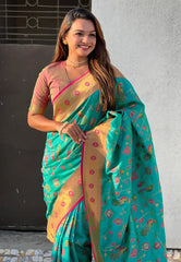 Peacock Jaal Soft Silk Paithani