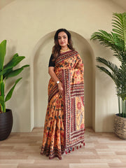 Malai Cotton Digital Printed Kalamkari Saree