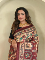 Malai Cotton Digital Printed Kalamkari Saree
