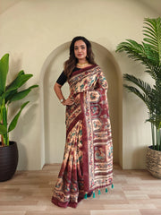 Malai Cotton Digital Printed Kalamkari Saree