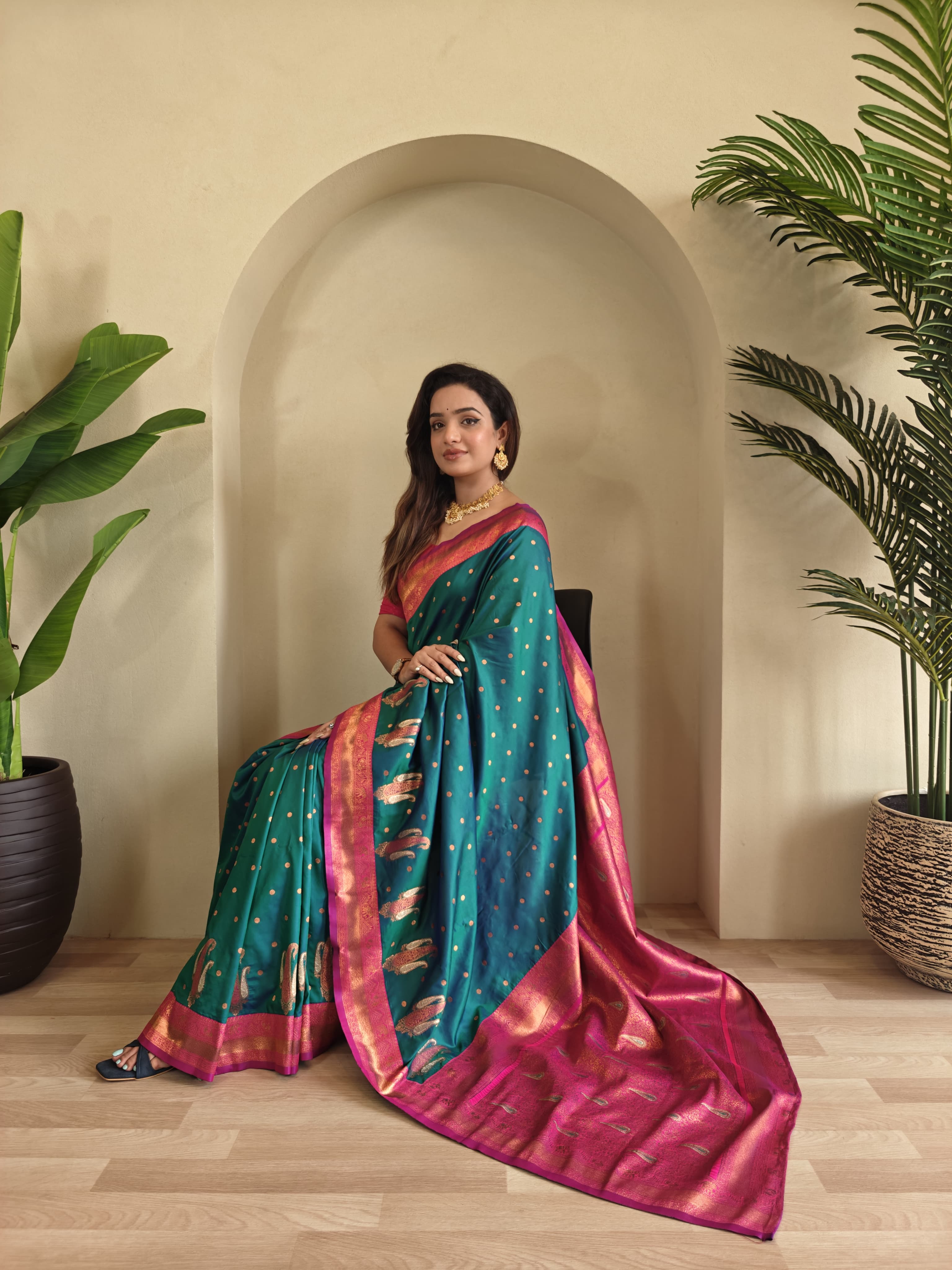 Paithani Weaves with kanchipuram touch Silk Saree