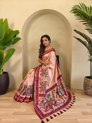 Dola Viscose Digital Printed Kalamkari Saree