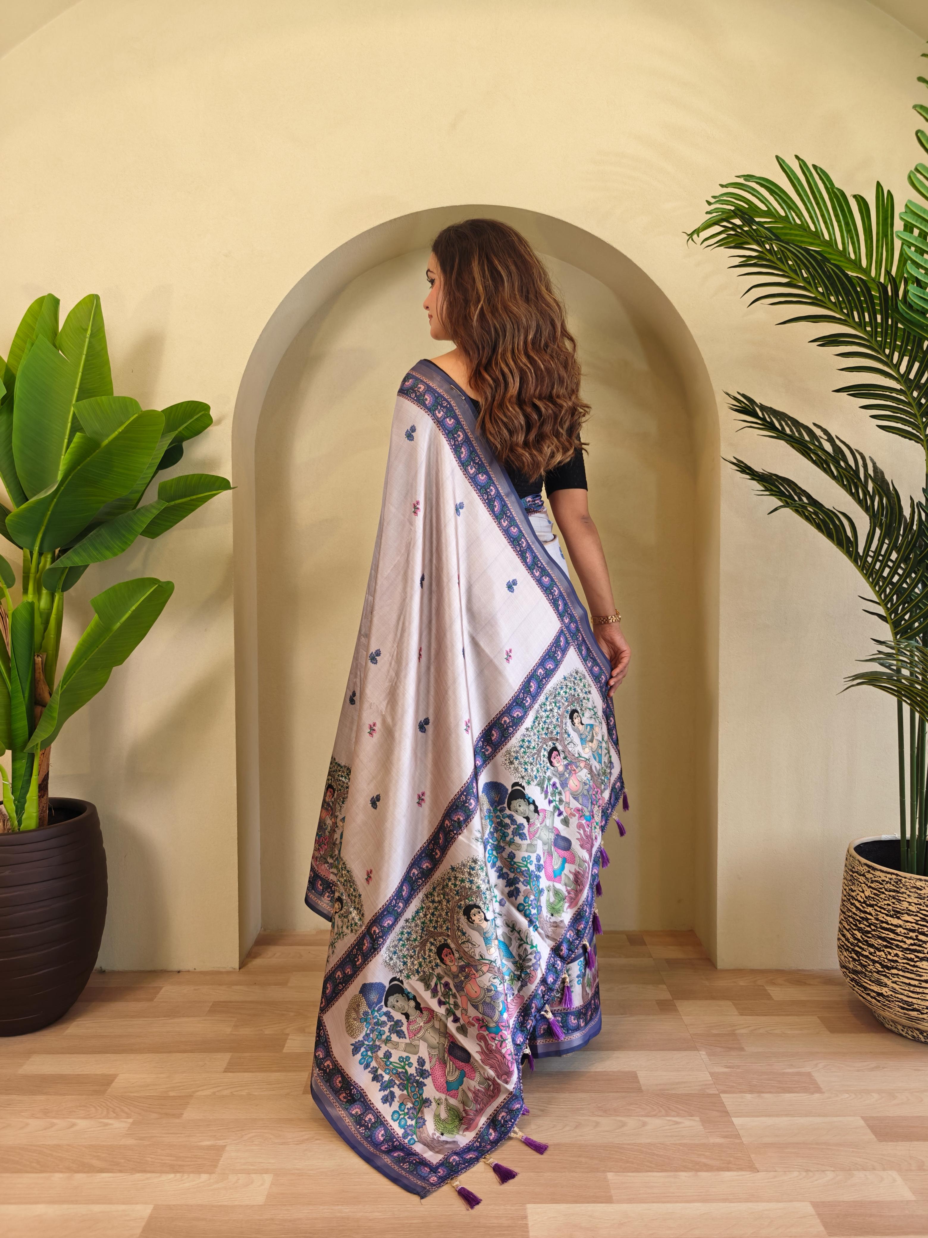 Dola Viscose Digital Printed Kalamkari Saree