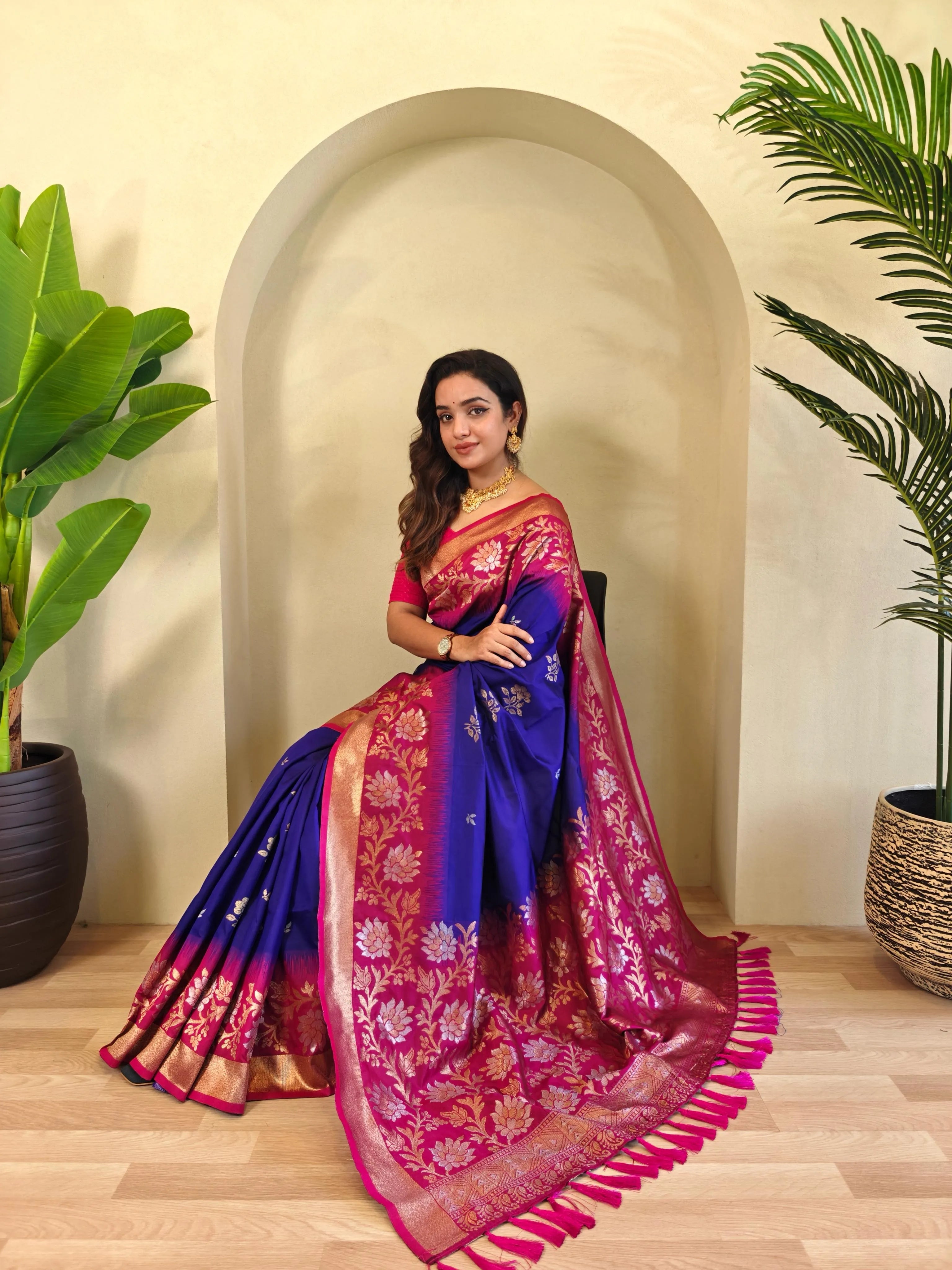 Dual Tone Contrast Pallu Designer Saree