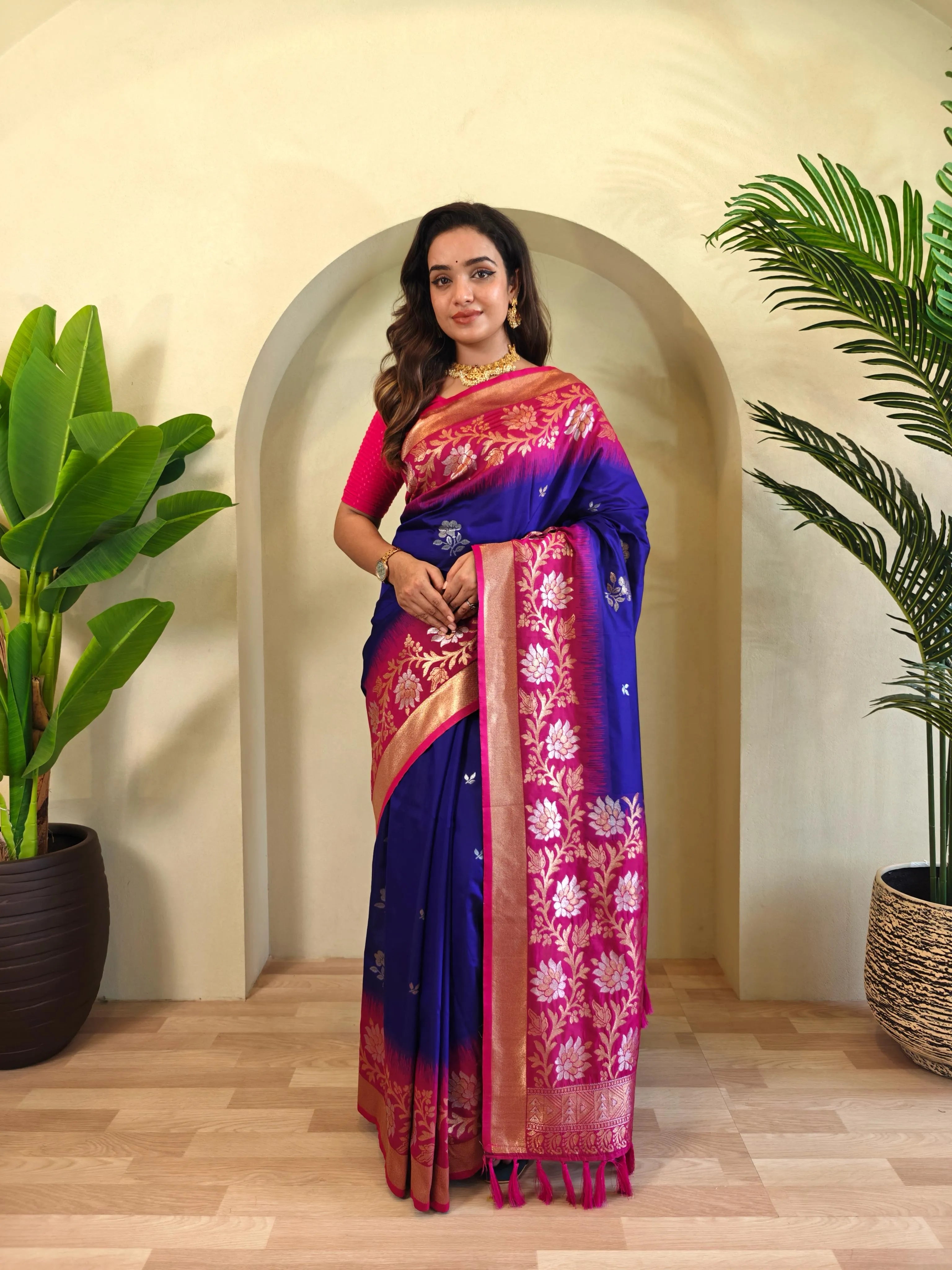 Dual Tone Contrast Pallu Designer Saree