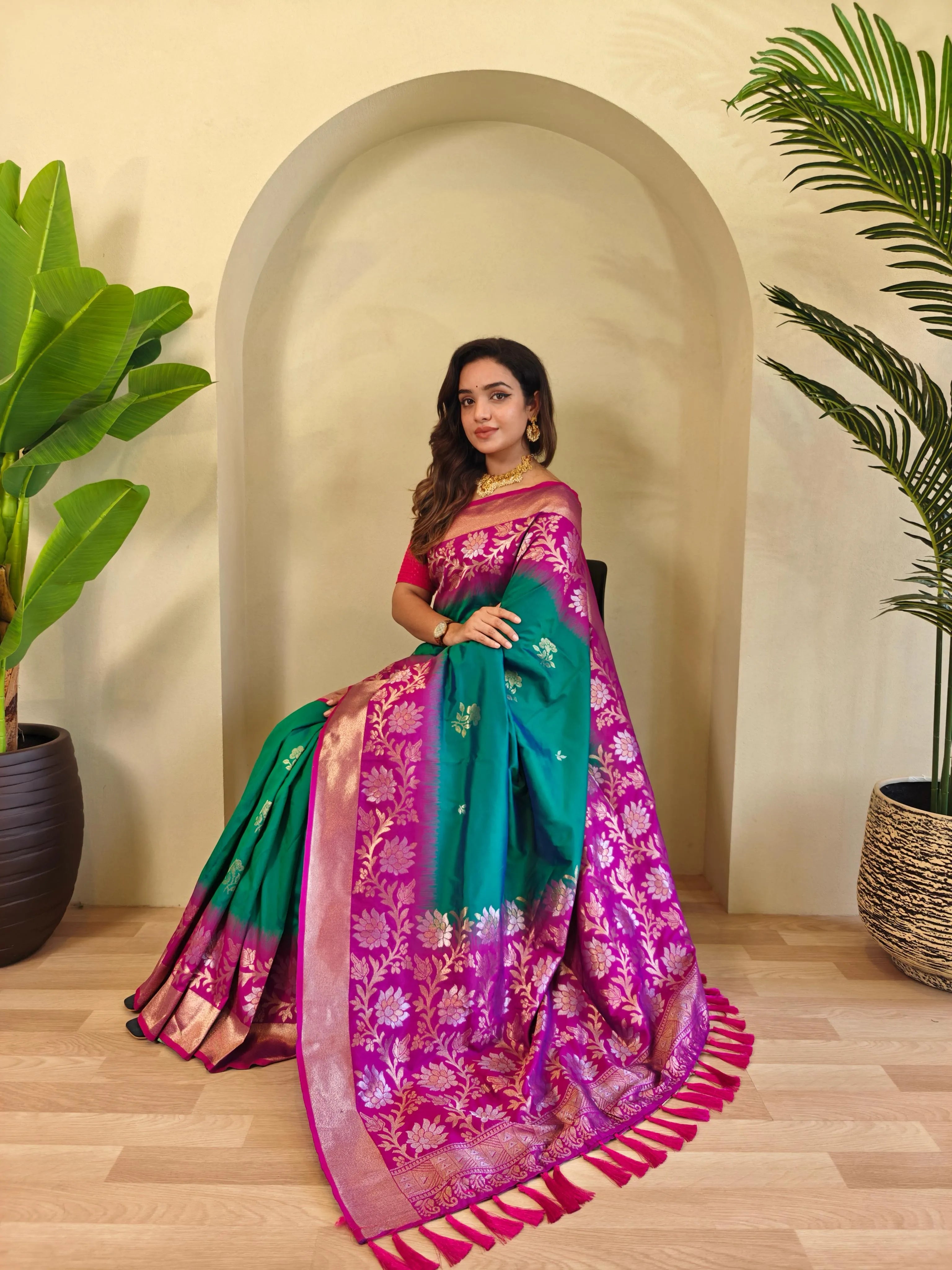 Dual Tone Contrast Pallu Designer Saree