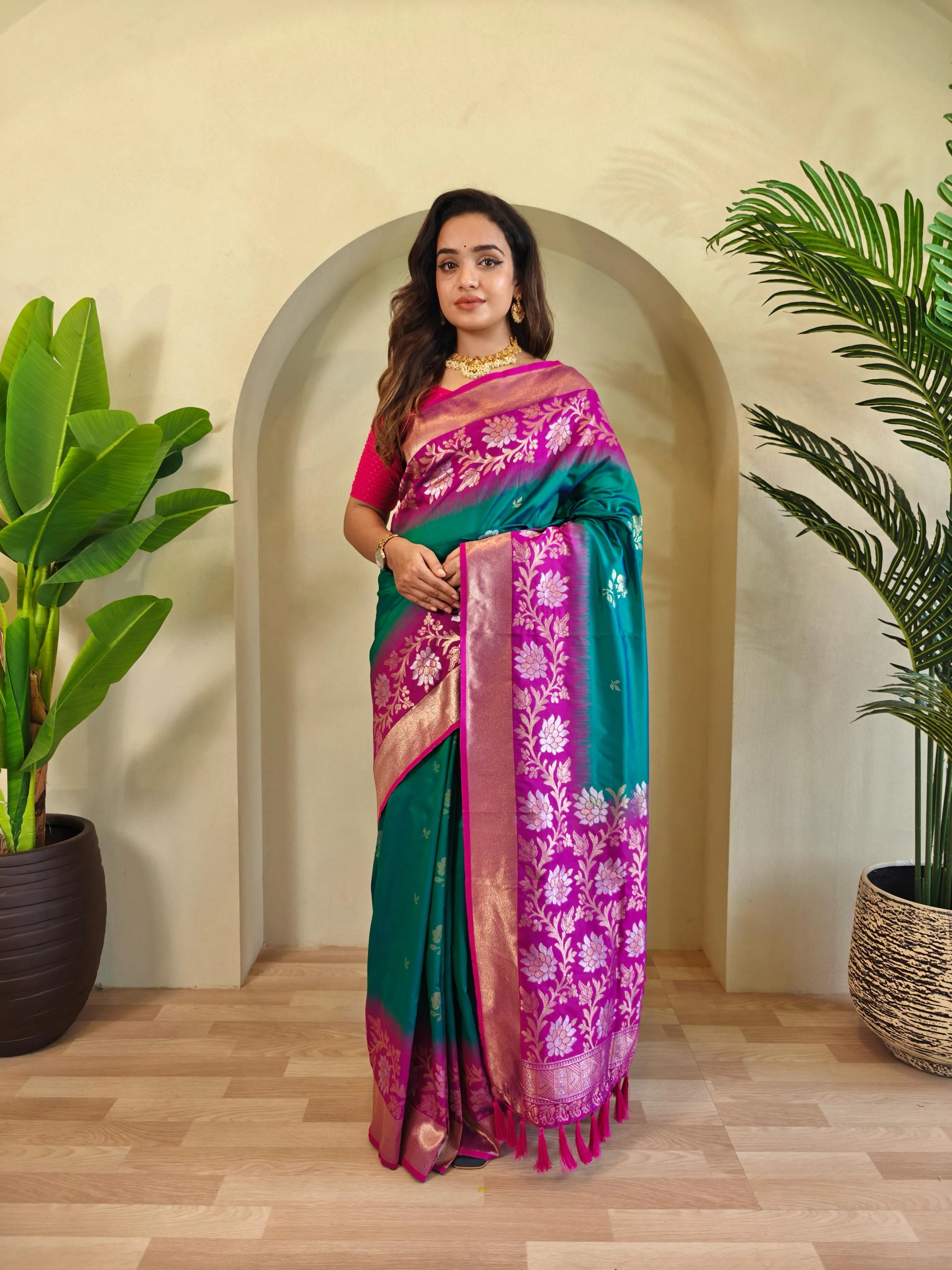 Dual Tone Contrast Pallu Designer Saree