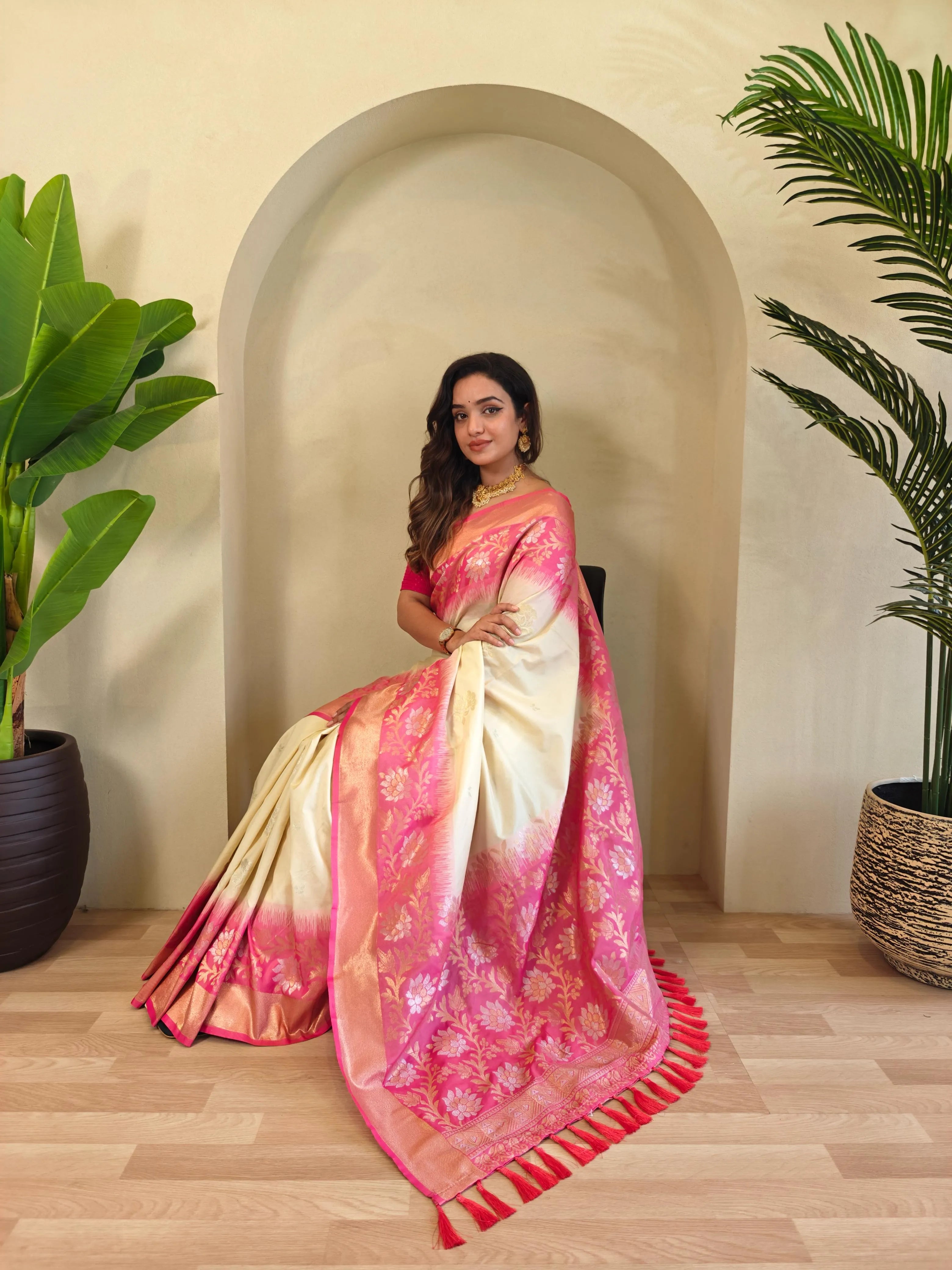 Dual Tone Contrast Pallu Designer Saree