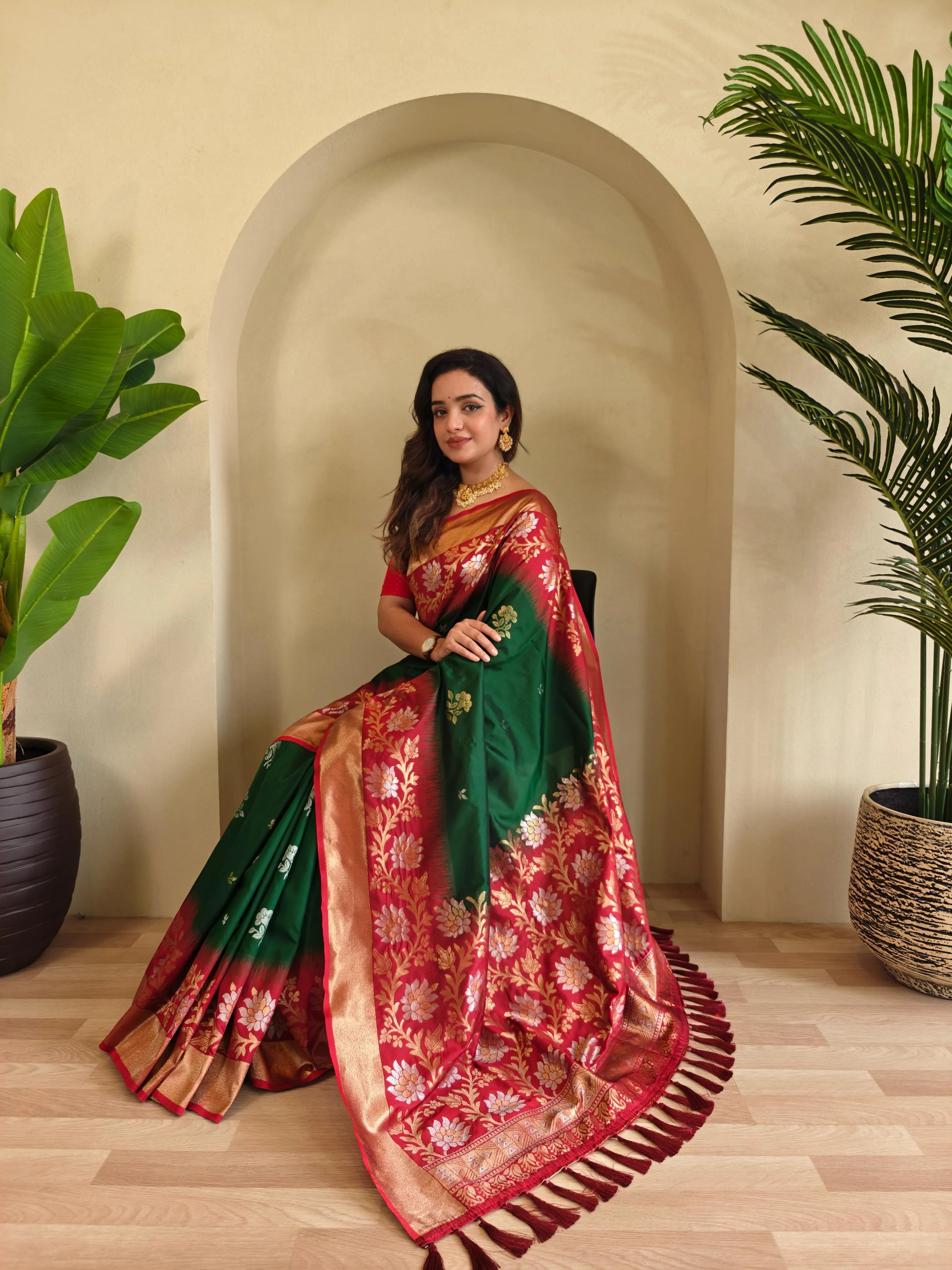 Dual Tone Contrast Pallu Designer Saree