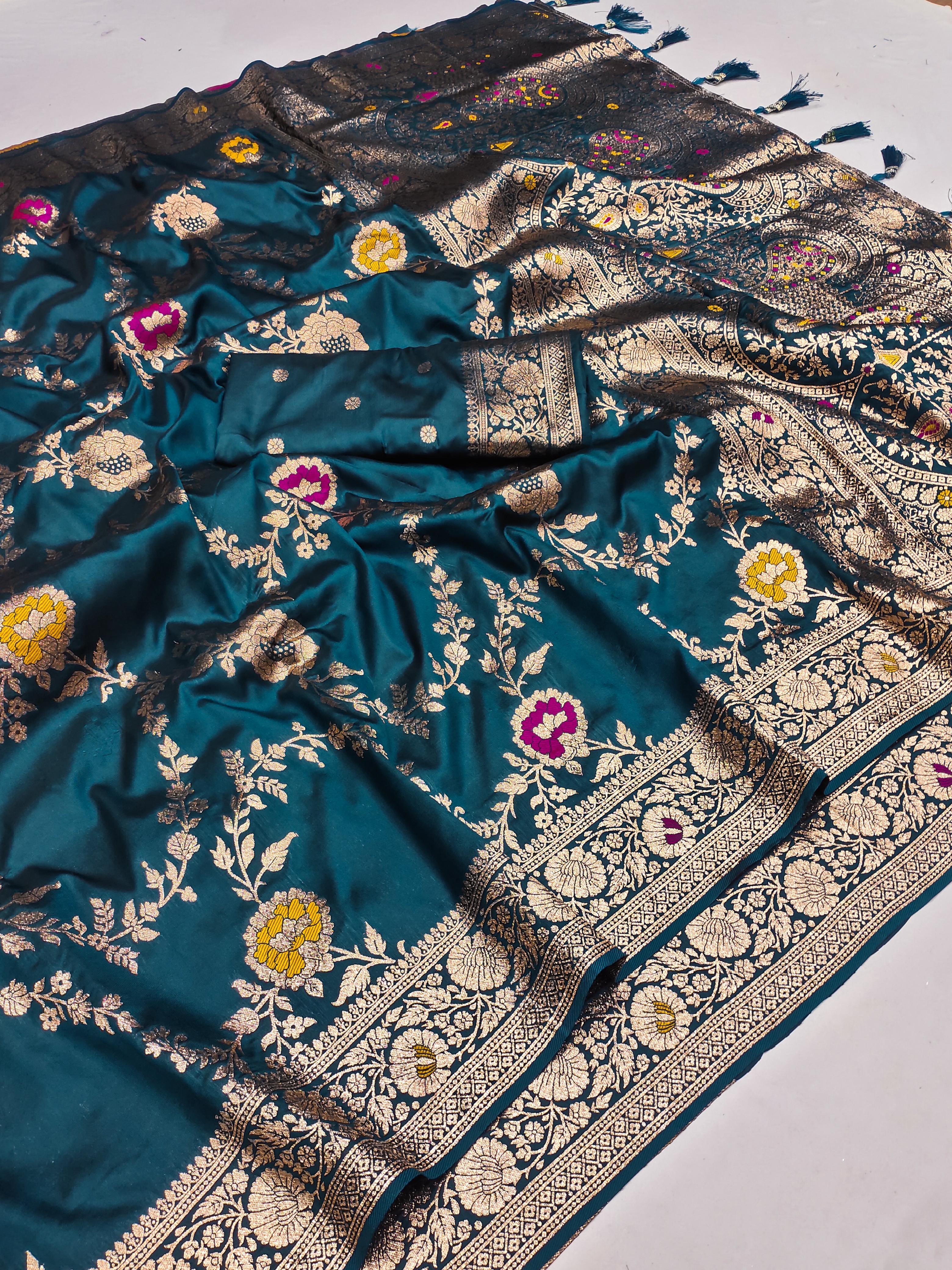 Soft Banarasi Silk Copper Zari Weaving Saree