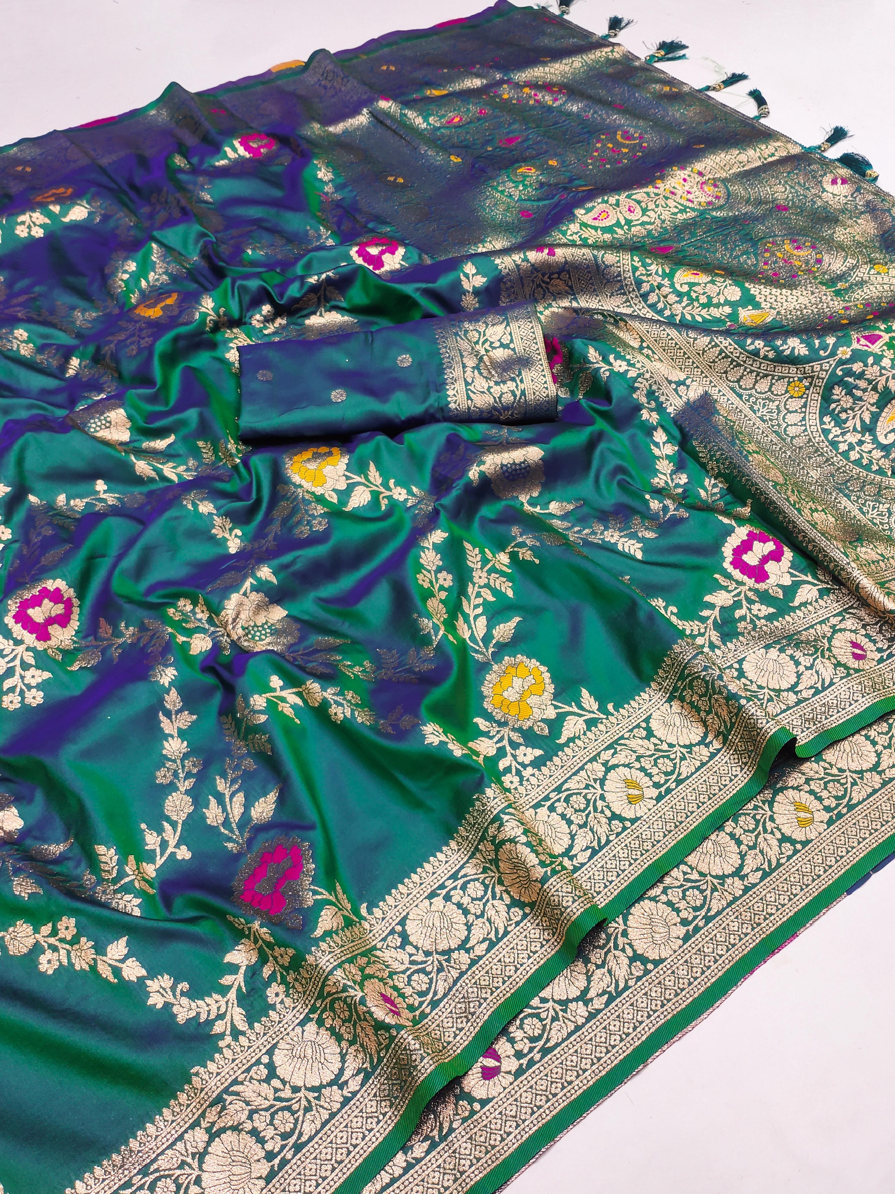 Soft Banarasi Silk Copper Zari Weaving Saree