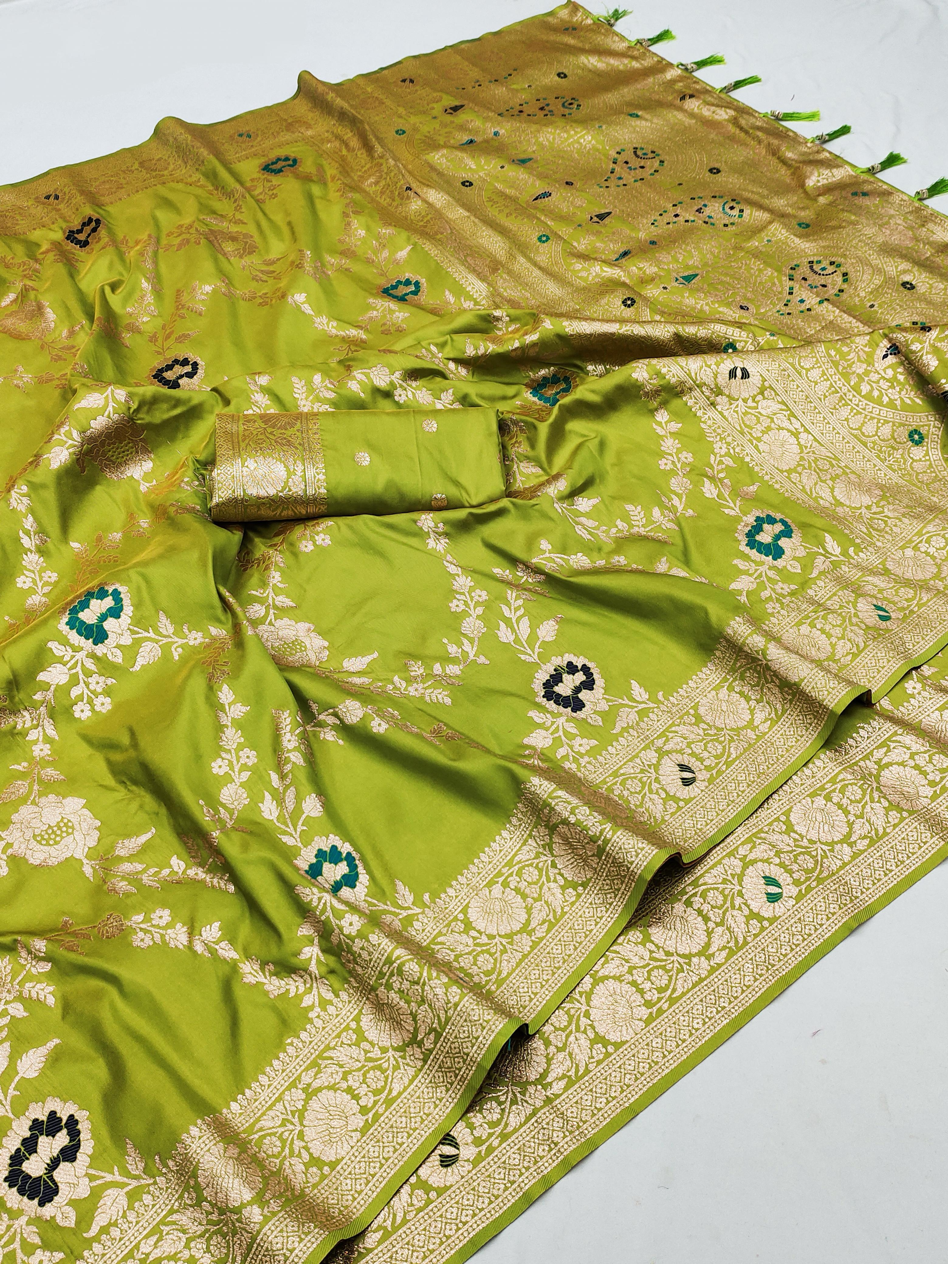 Soft Banarasi Silk Copper Zari Weaving Saree