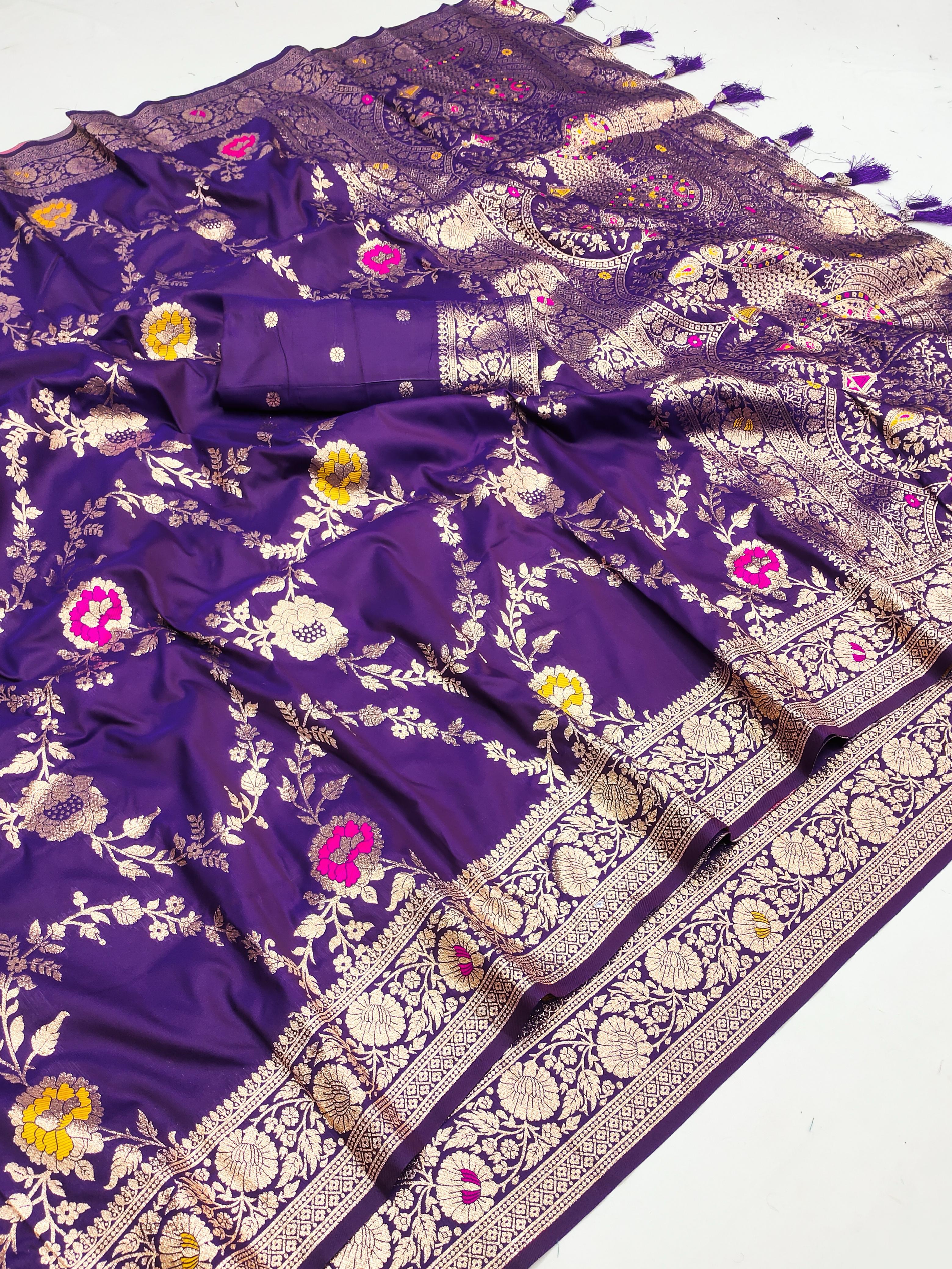 Soft Banarasi Silk Copper Zari Weaving Saree