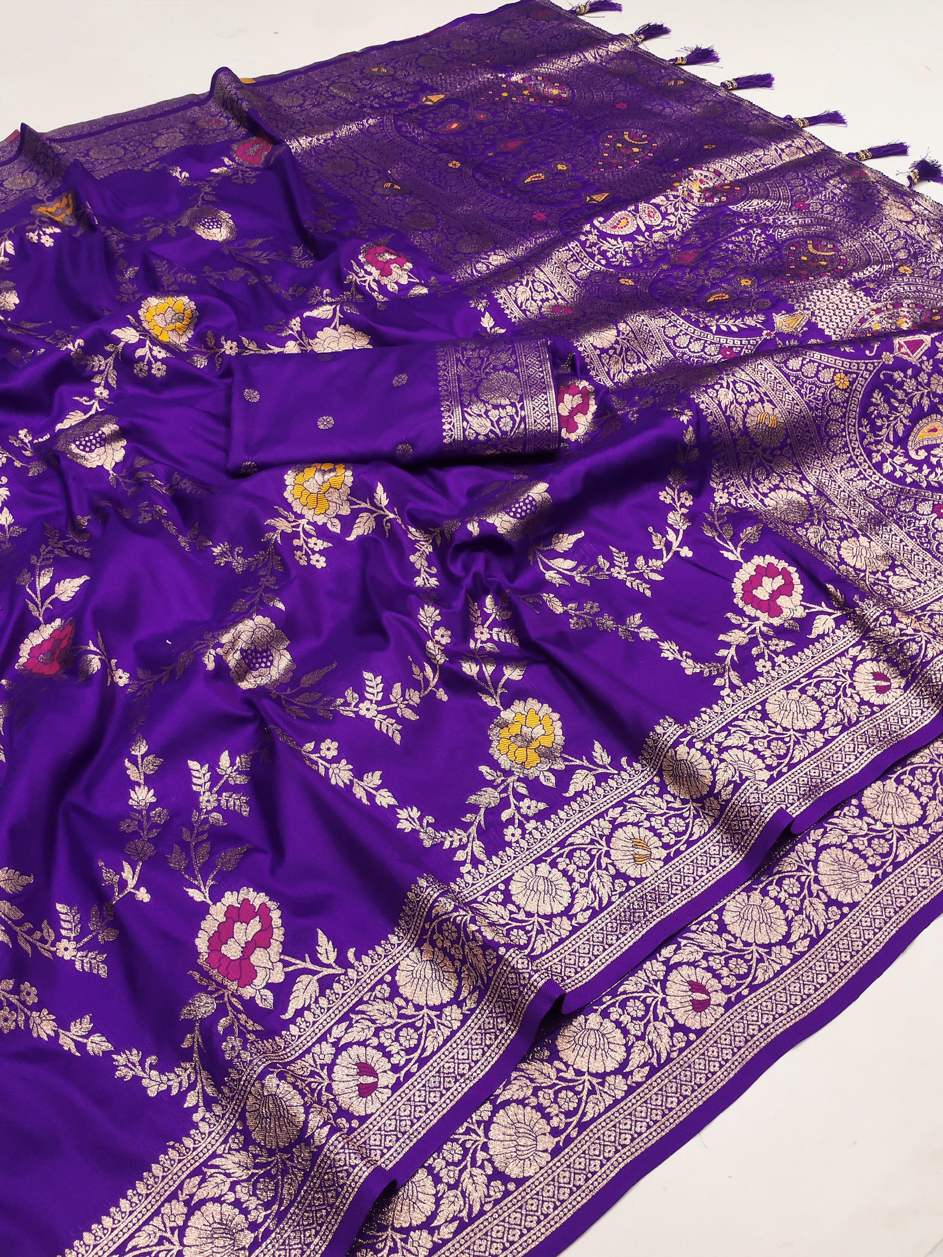 Soft Banarasi Silk Copper Zari Weaving Saree