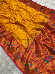 Traditional Wedding Marigold Paithani Saree