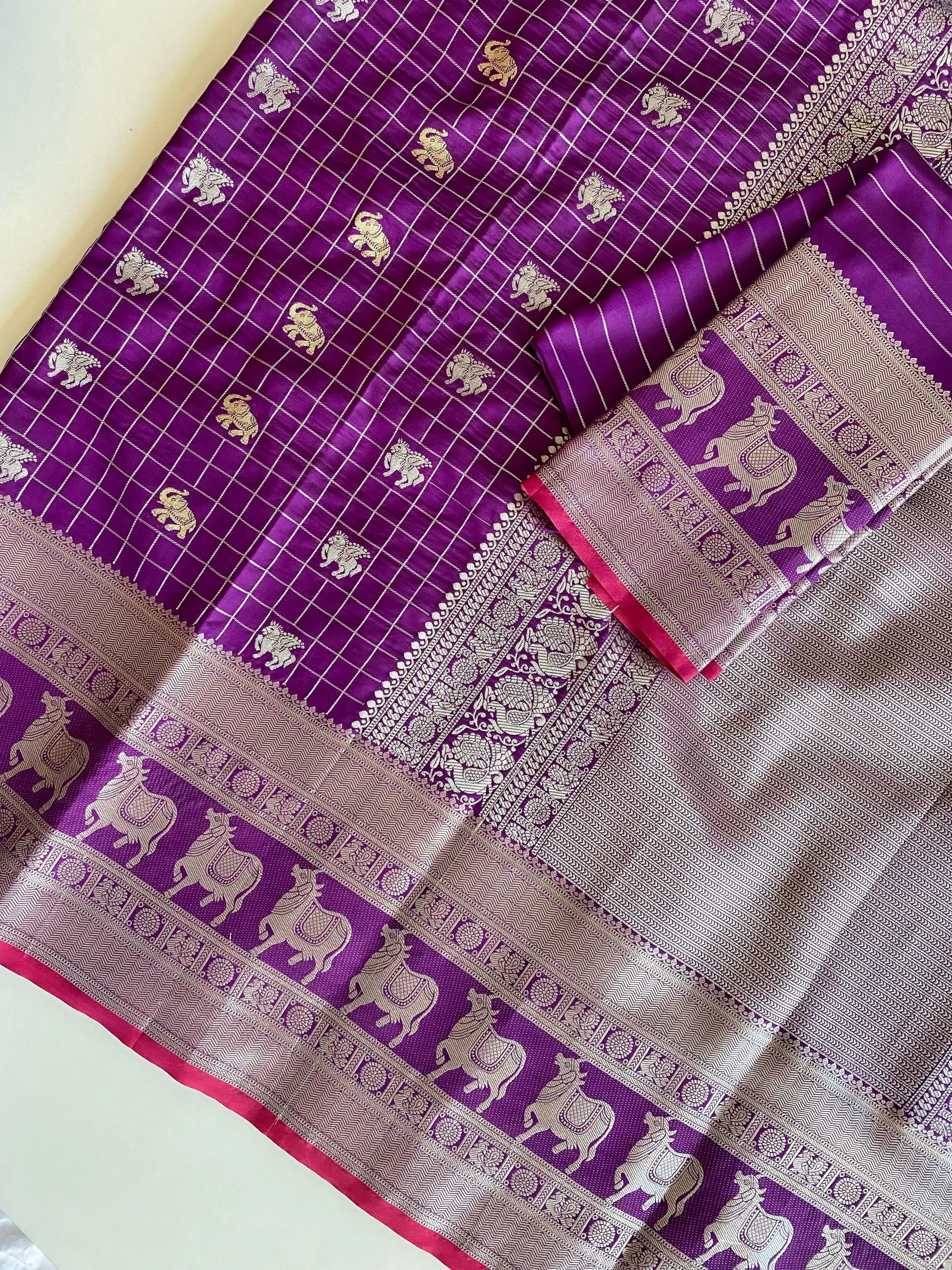 Soft Silk Elephant & Unicorn Motif Pichwai Saree