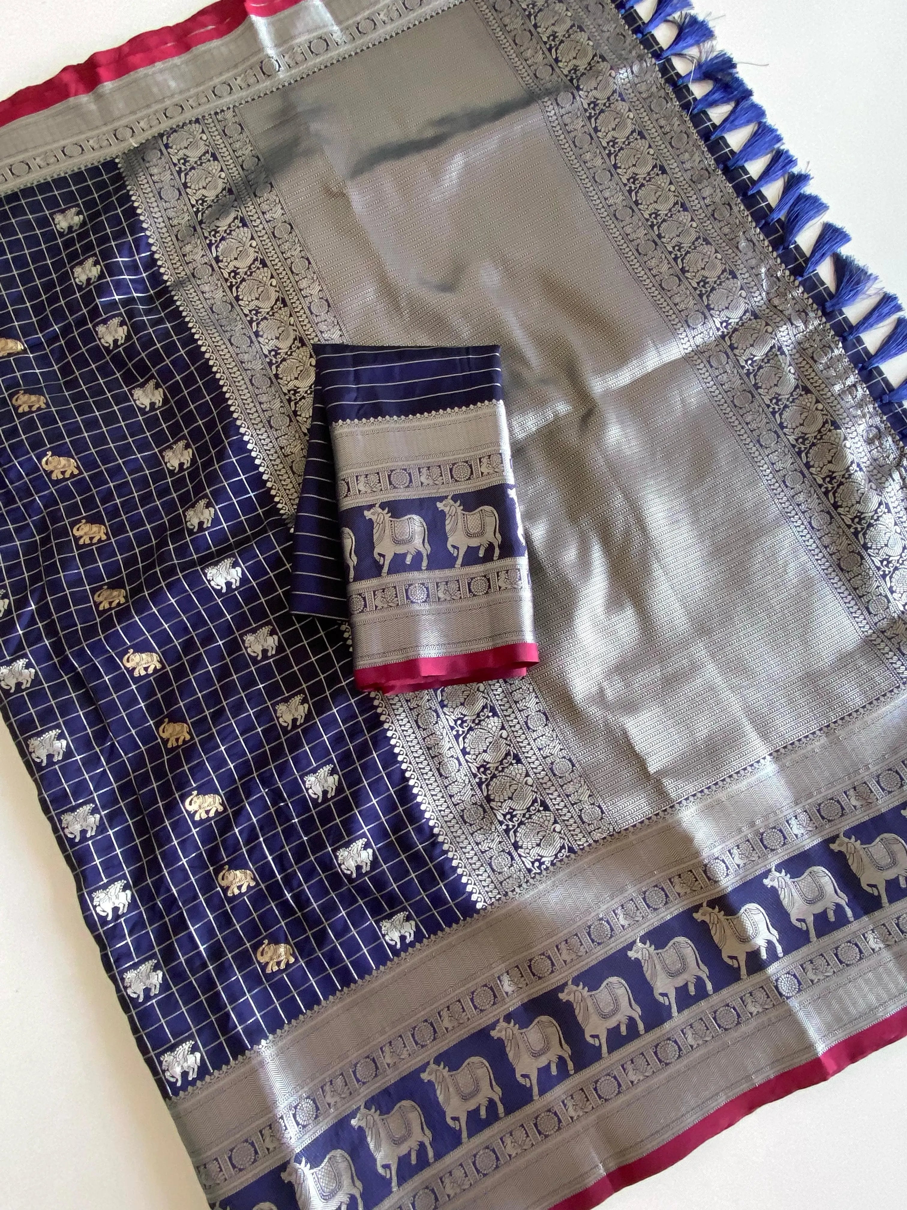 Soft Silk Elephant & Unicorn Motif Pichwai Saree