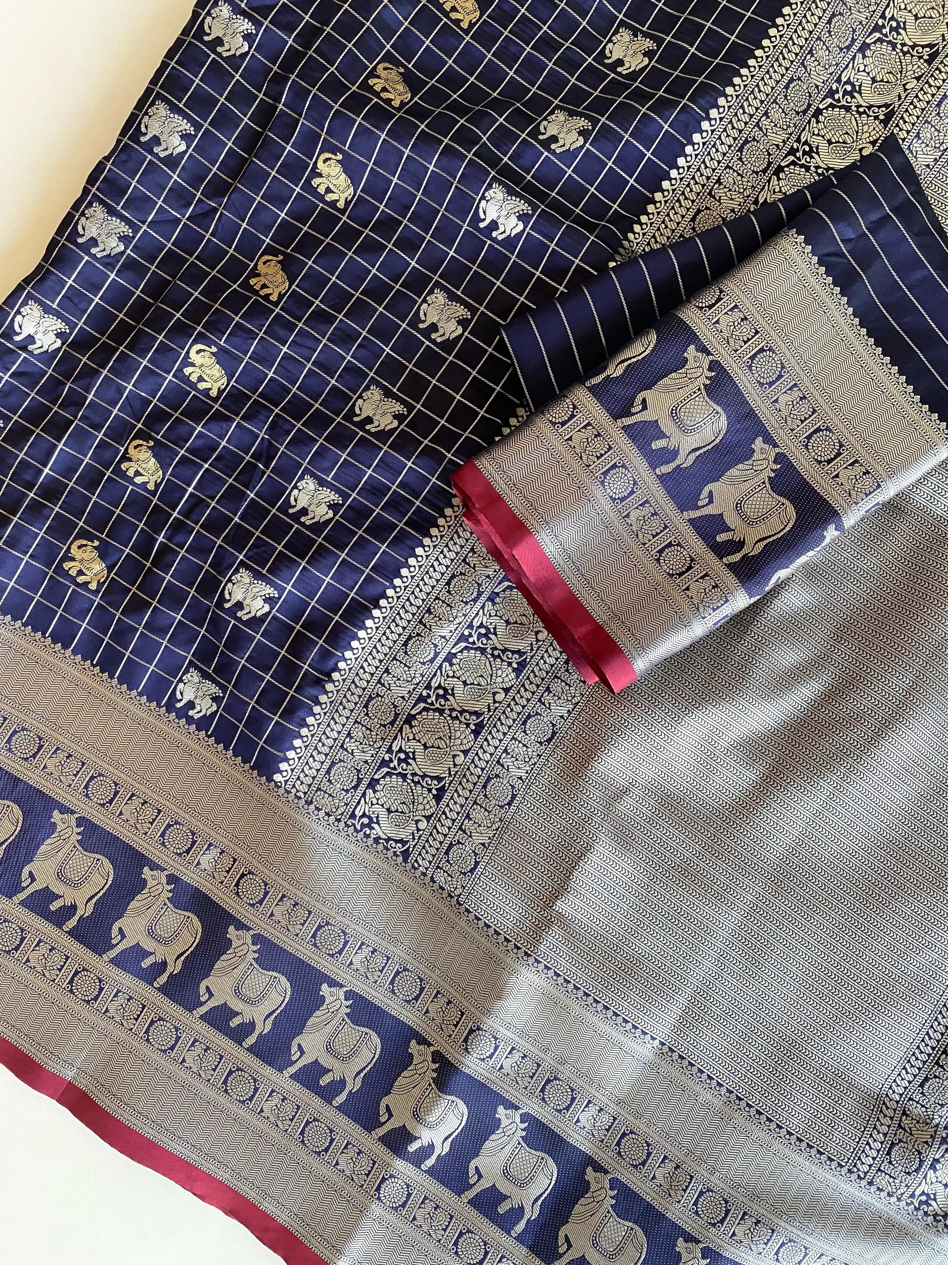 Soft Silk Elephant & Unicorn Motif Pichwai Saree