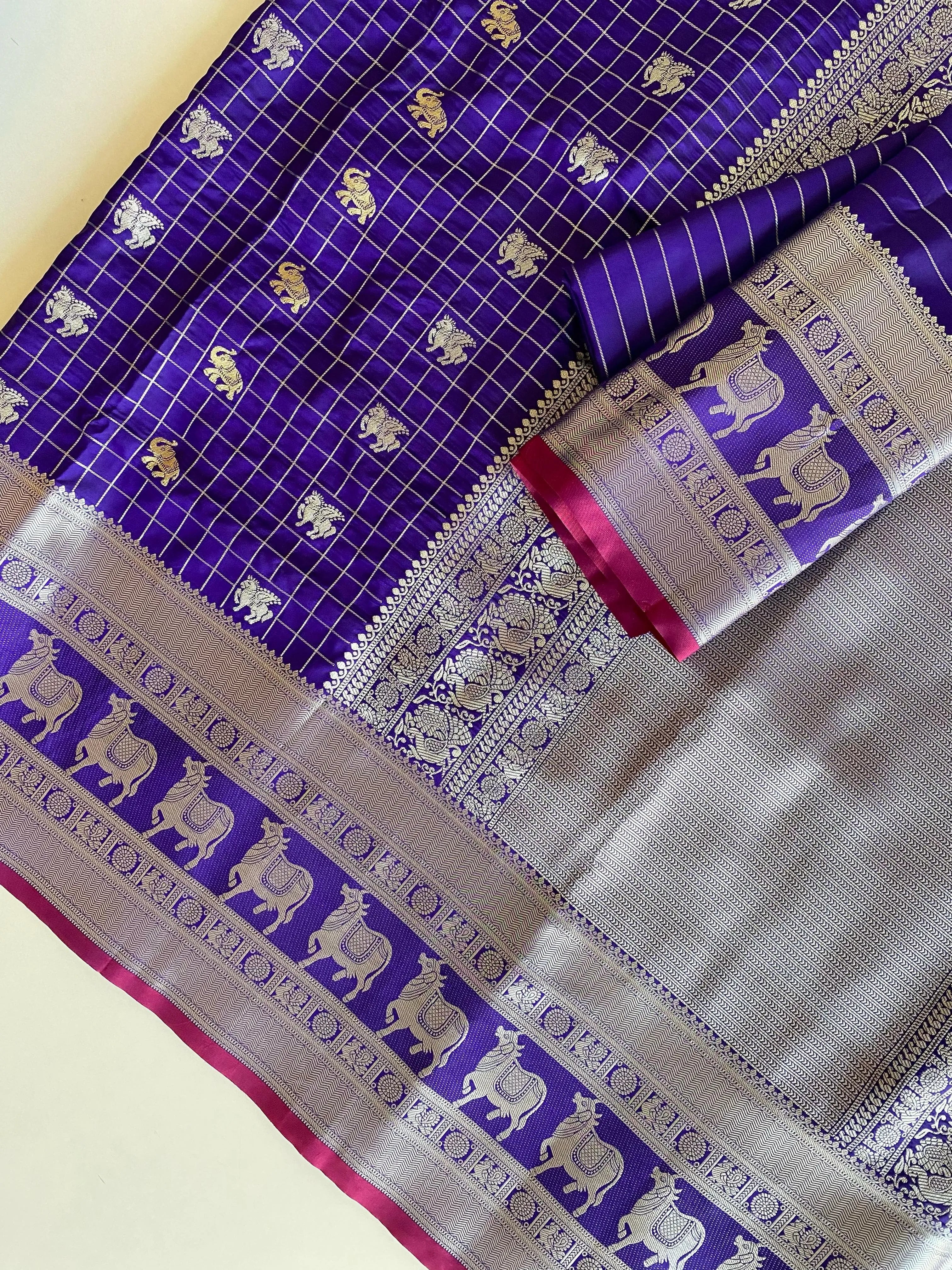 Soft Silk Elephant & Unicorn Motif Pichwai Saree