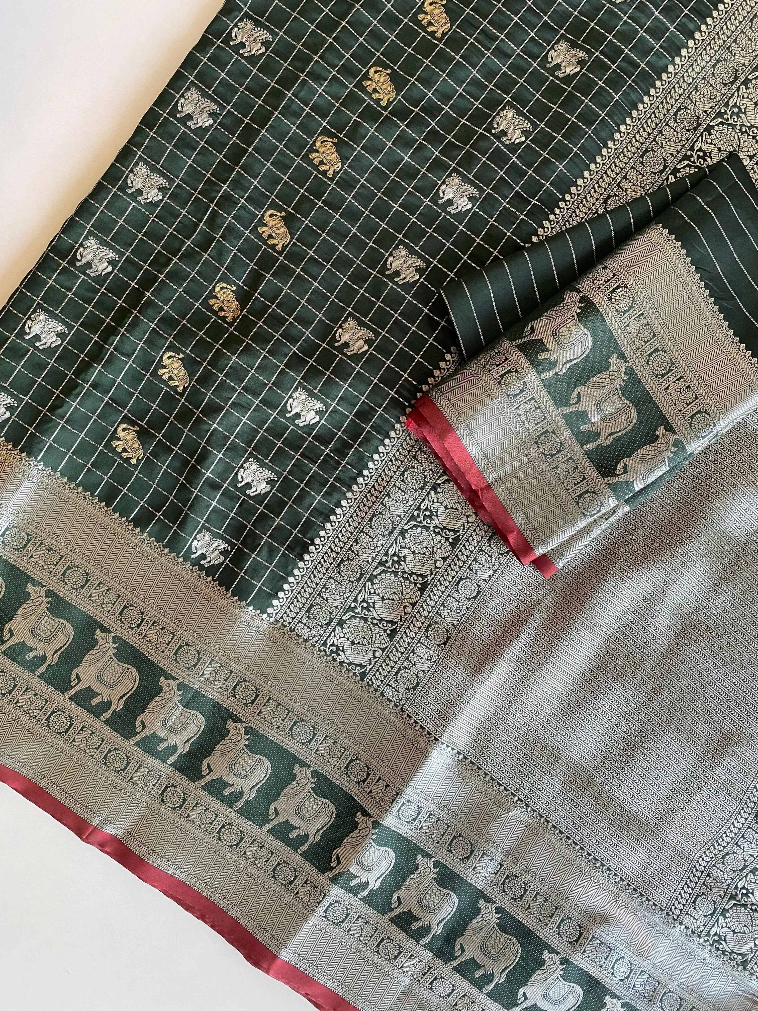 Soft Silk Elephant & Unicorn Motif Pichwai Saree