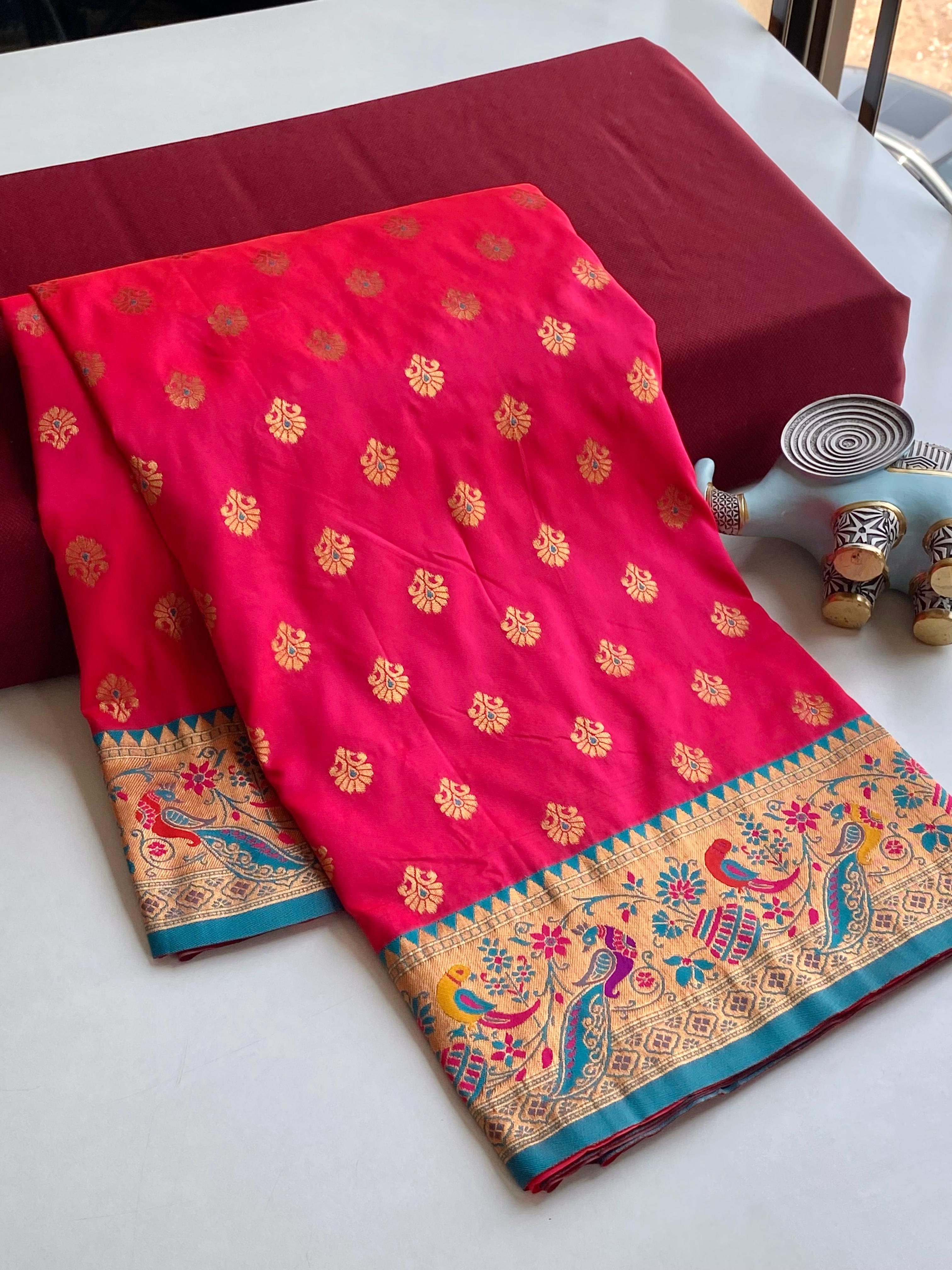 Paithani Silk Traditional Zari Weaving Rich Pallu Saree (Product Code: AS-891)