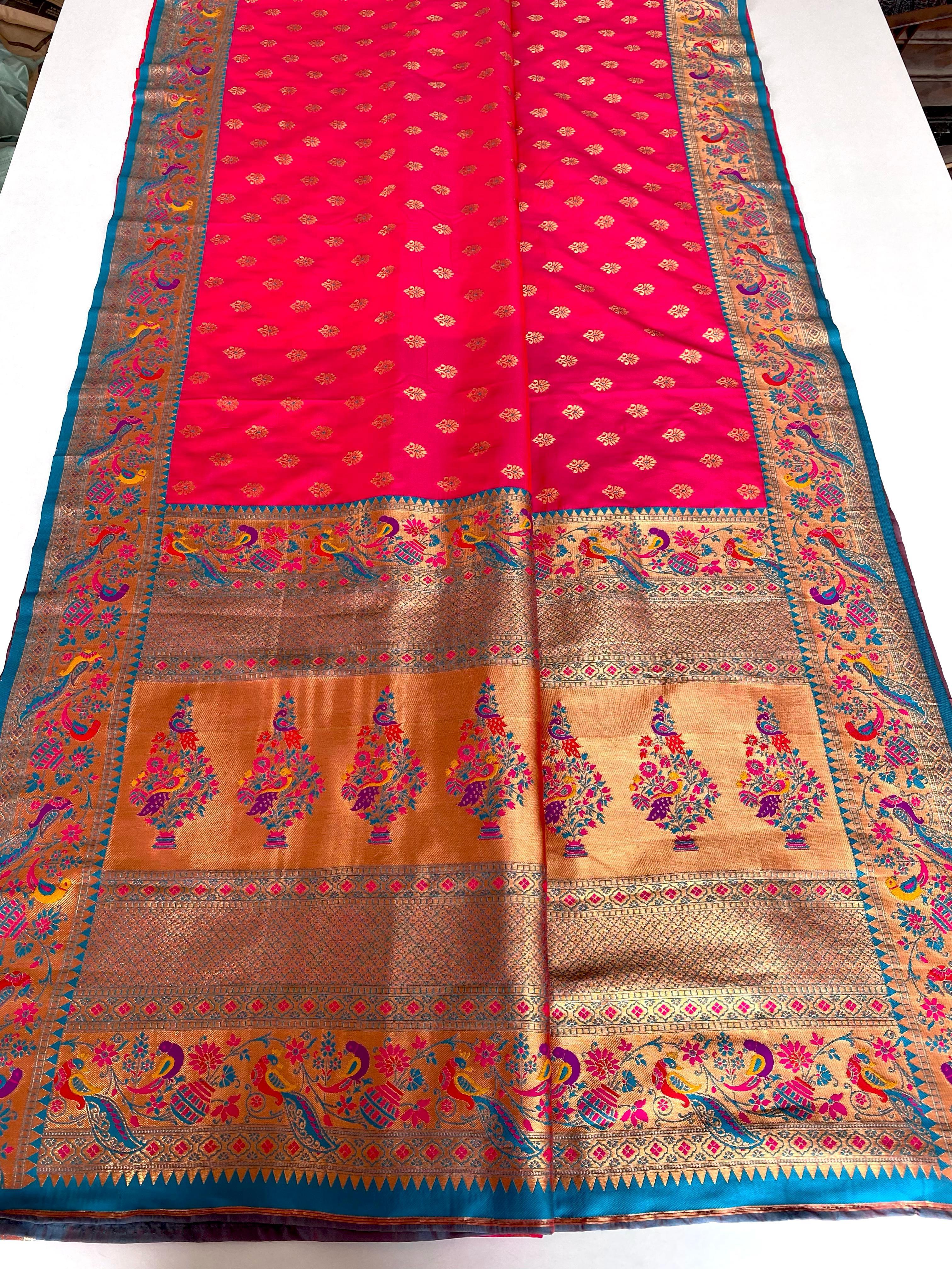 Paithani Silk Traditional Zari Weaving Rich Pallu Saree (Product Code: AS-891)