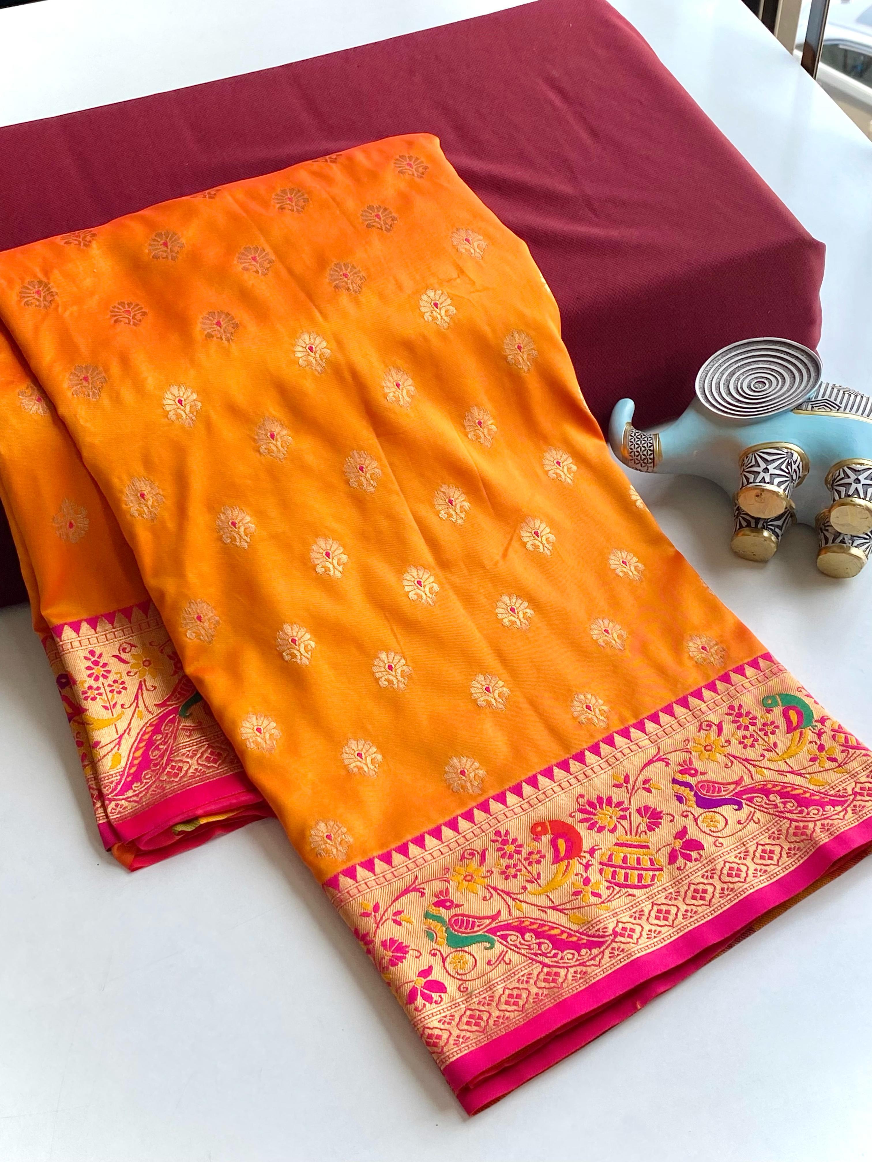 Paithani Silk Traditional Zari Weaving Rich Pallu Saree (Product Code: AS-891)