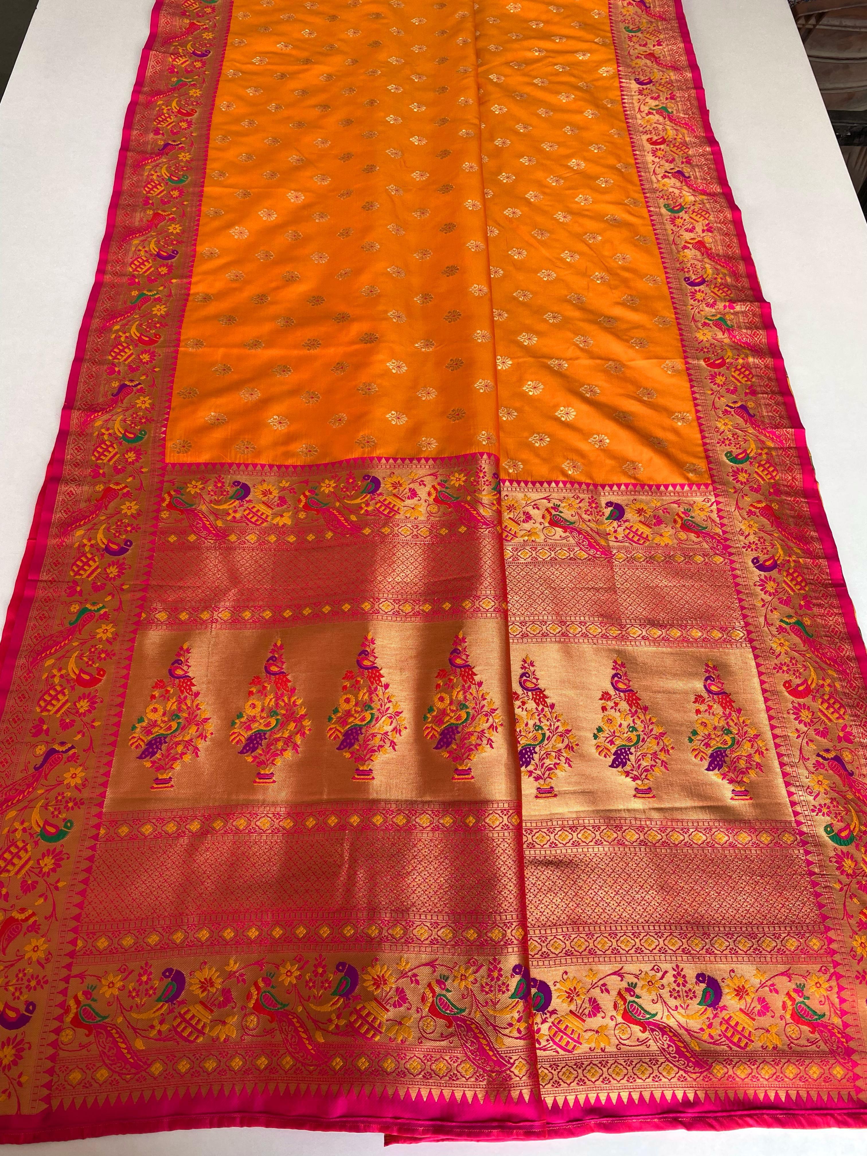 Paithani Silk Traditional Zari Weaving Rich Pallu Saree (Product Code: AS-891)