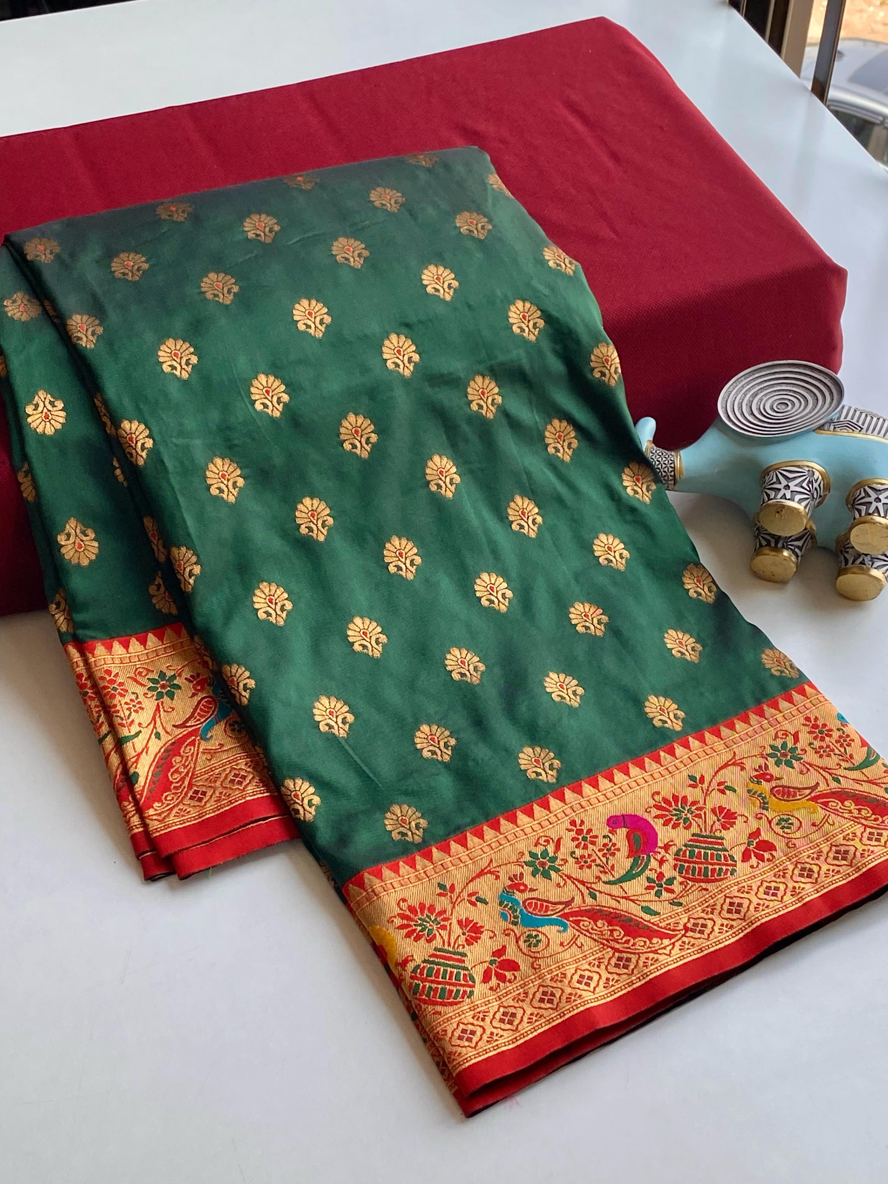 Paithani Silk Traditional Zari Weaving Rich Pallu Saree (Product Code: AS-891)