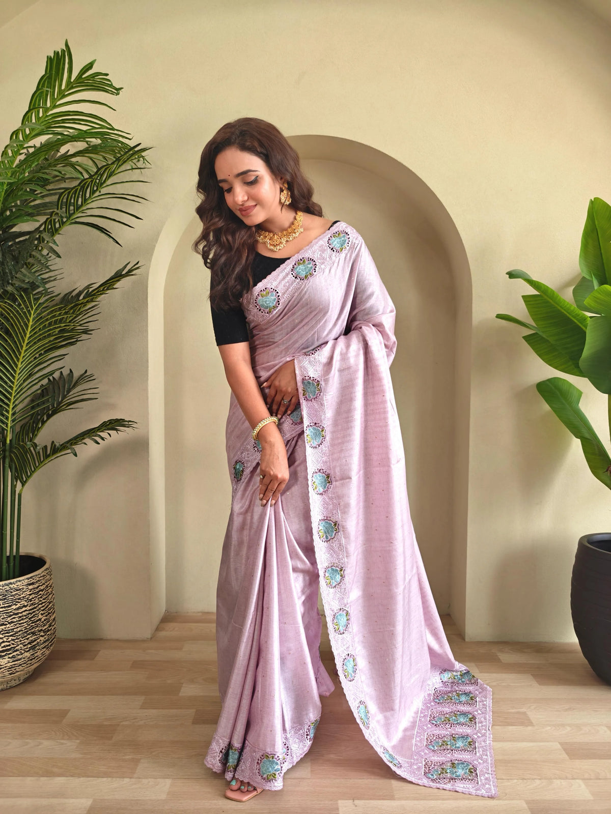 Tussar Silk Embroidered Designer Saree