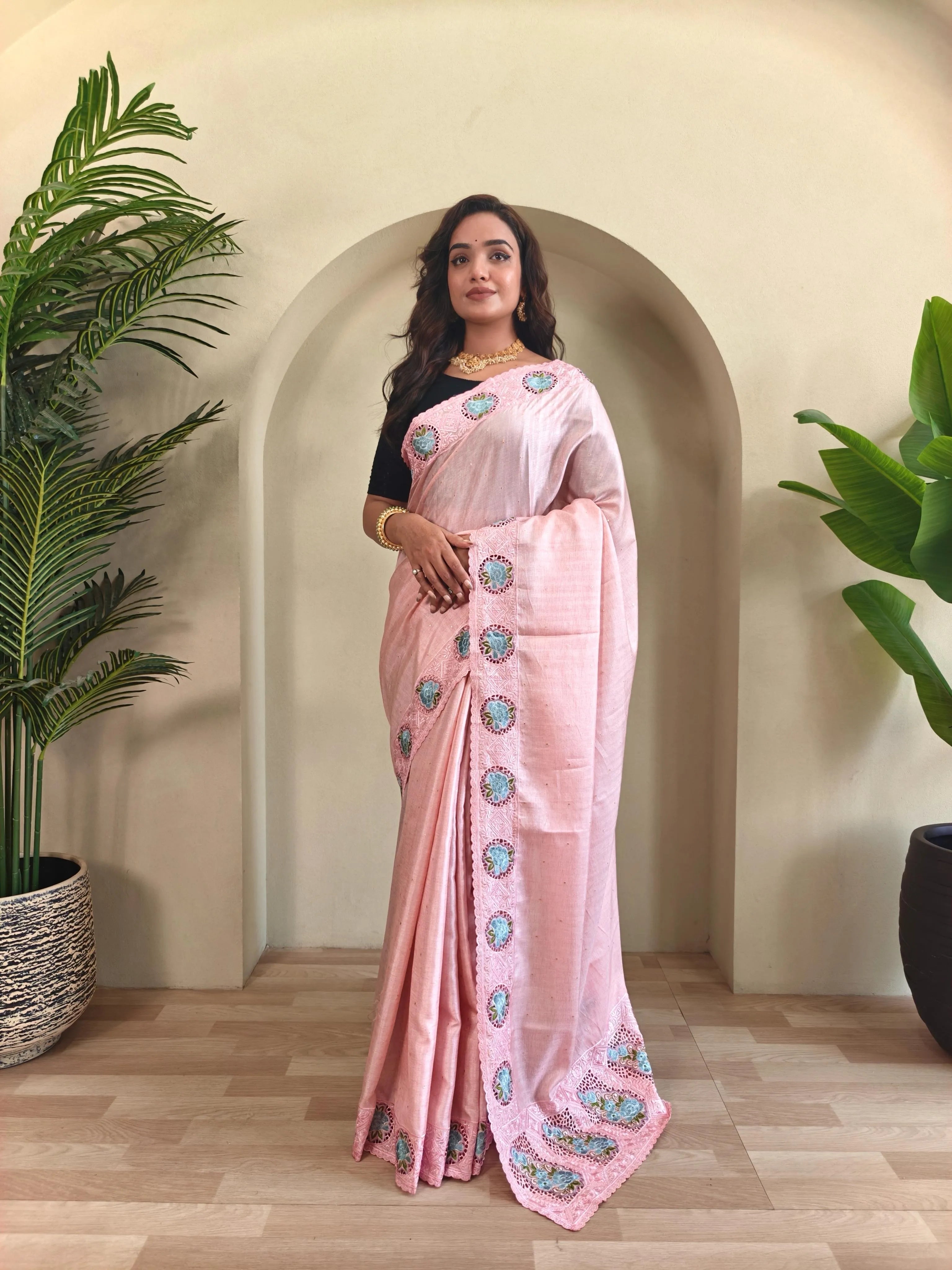 Tussar Silk Embroidered Designer Saree