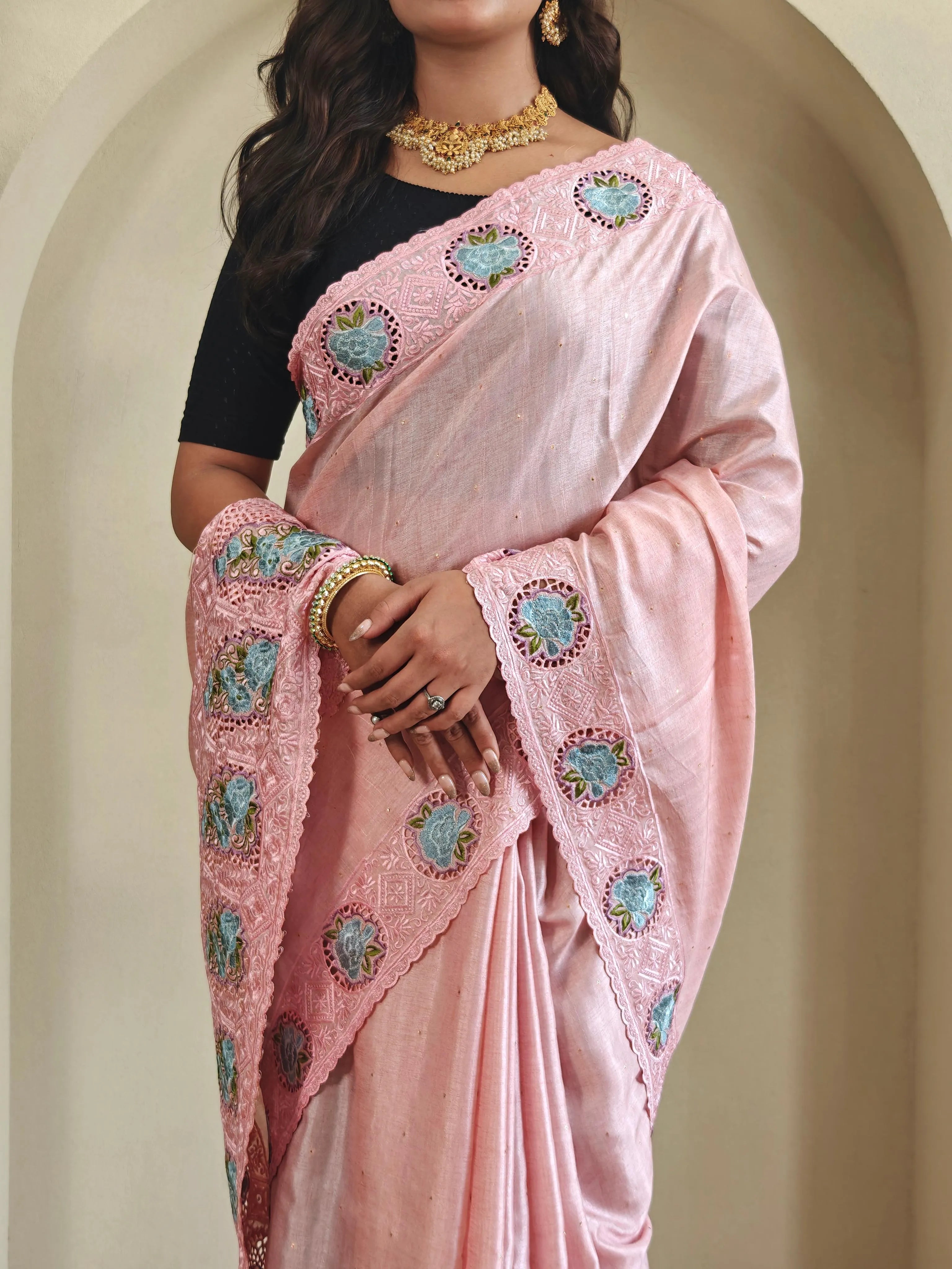 Tussar Silk Embroidered Designer Saree