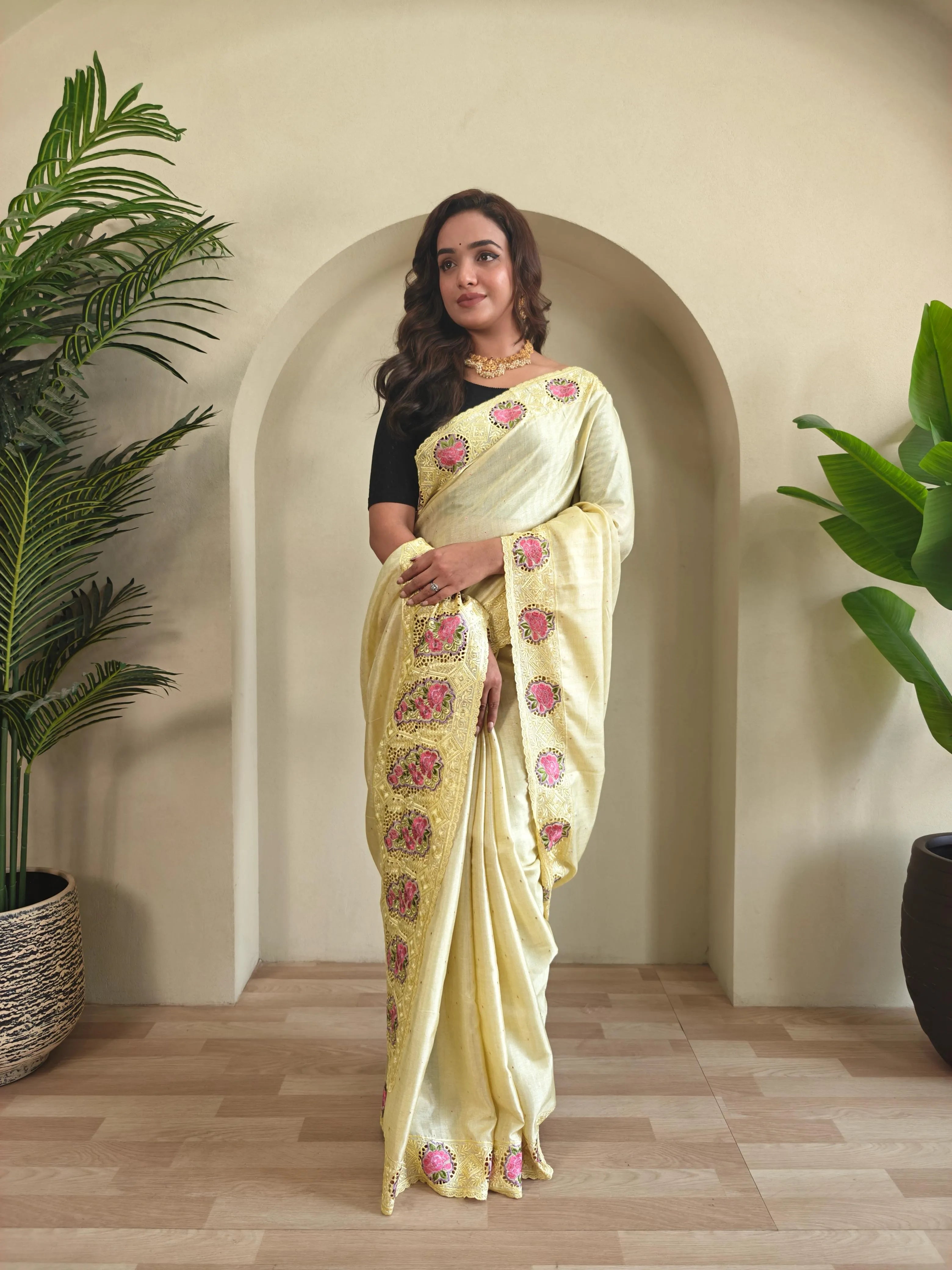 Tussar Silk Embroidered Designer Saree