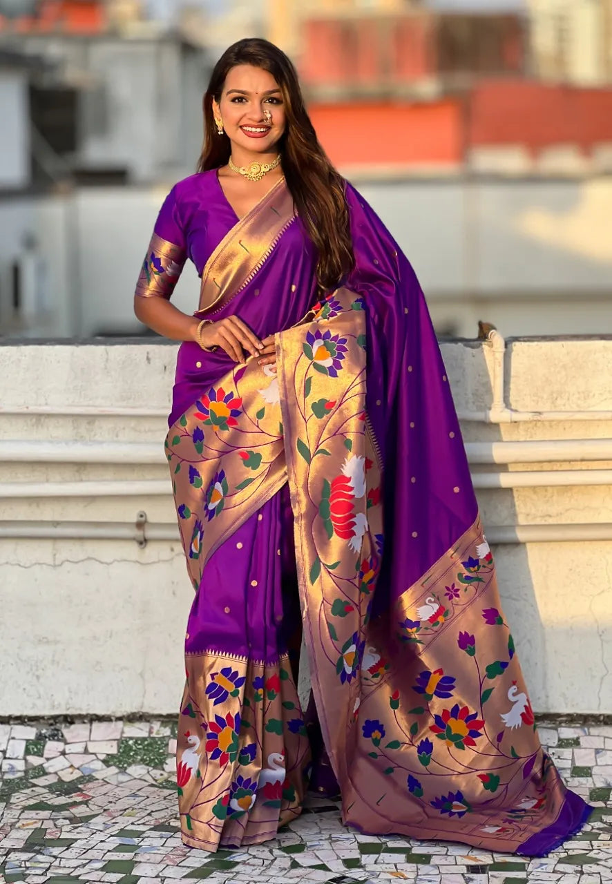 Half-Half Unique Paithani Silk Saree