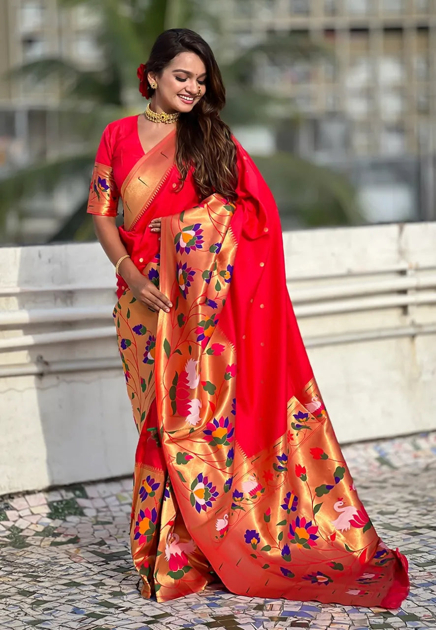 Half-Half Unique Paithani Silk Saree