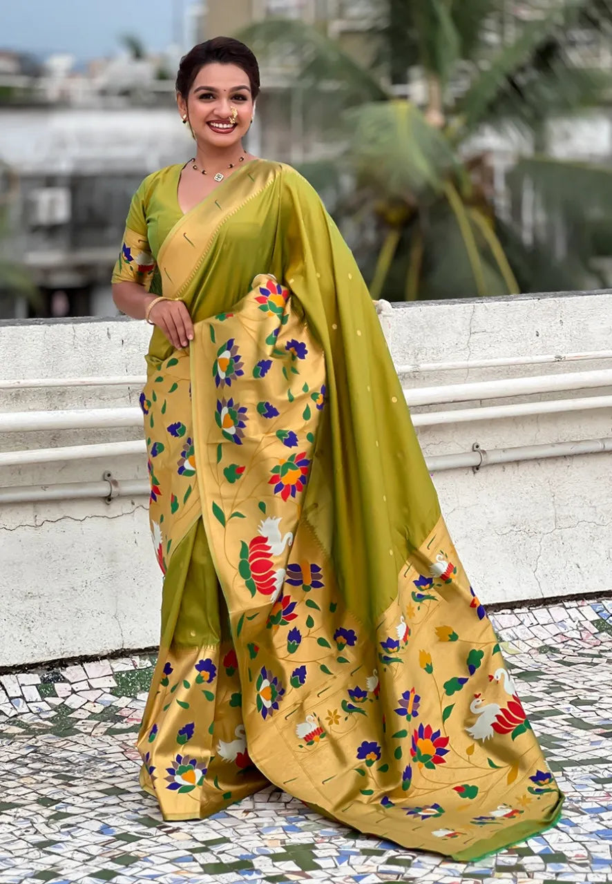 Half-Half Unique Paithani Silk Saree