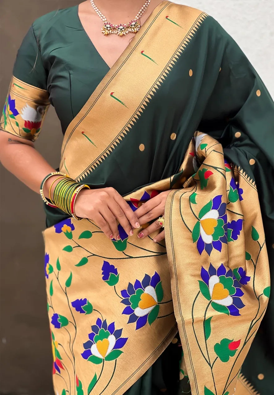 Half-Half Unique Paithani Silk Saree