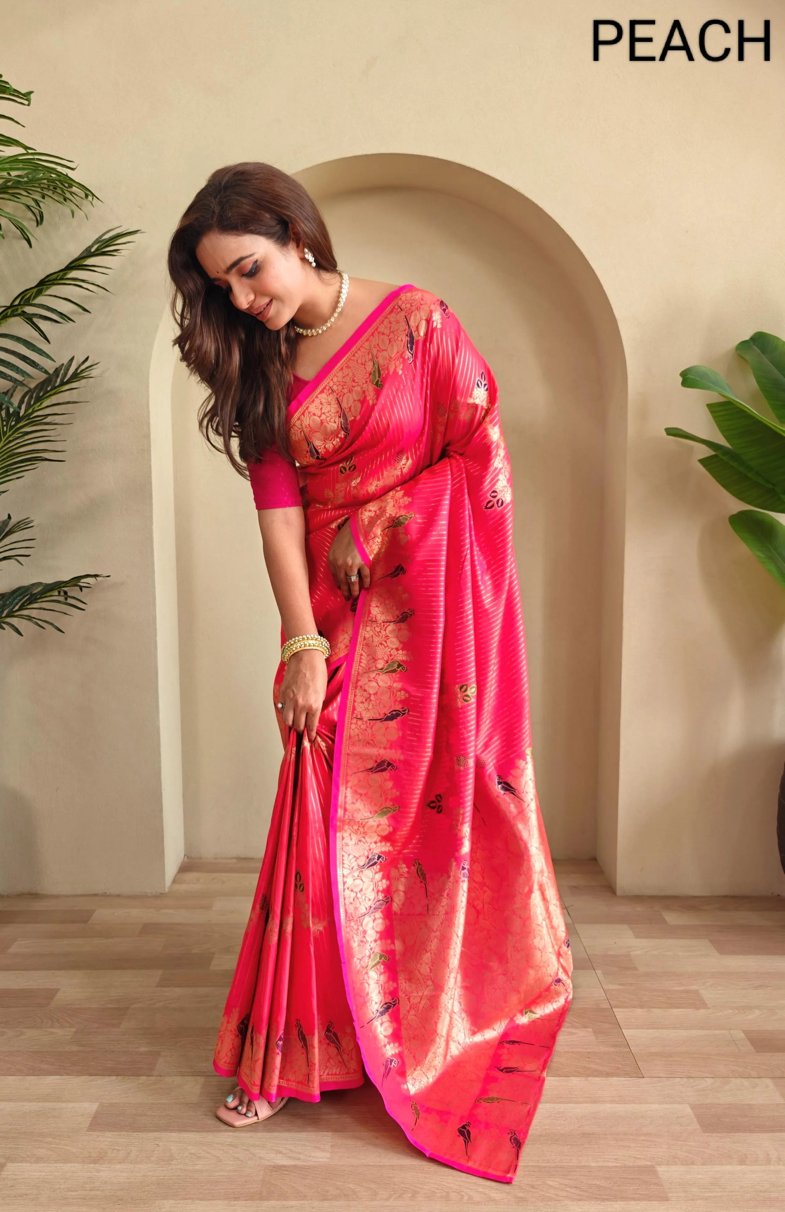 Banarasi Mushro Satin Silk Zari Banarasi Weaving Saree