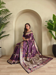 Banarasi Mushro Satin Silk Zari Banarasi Weaving Saree