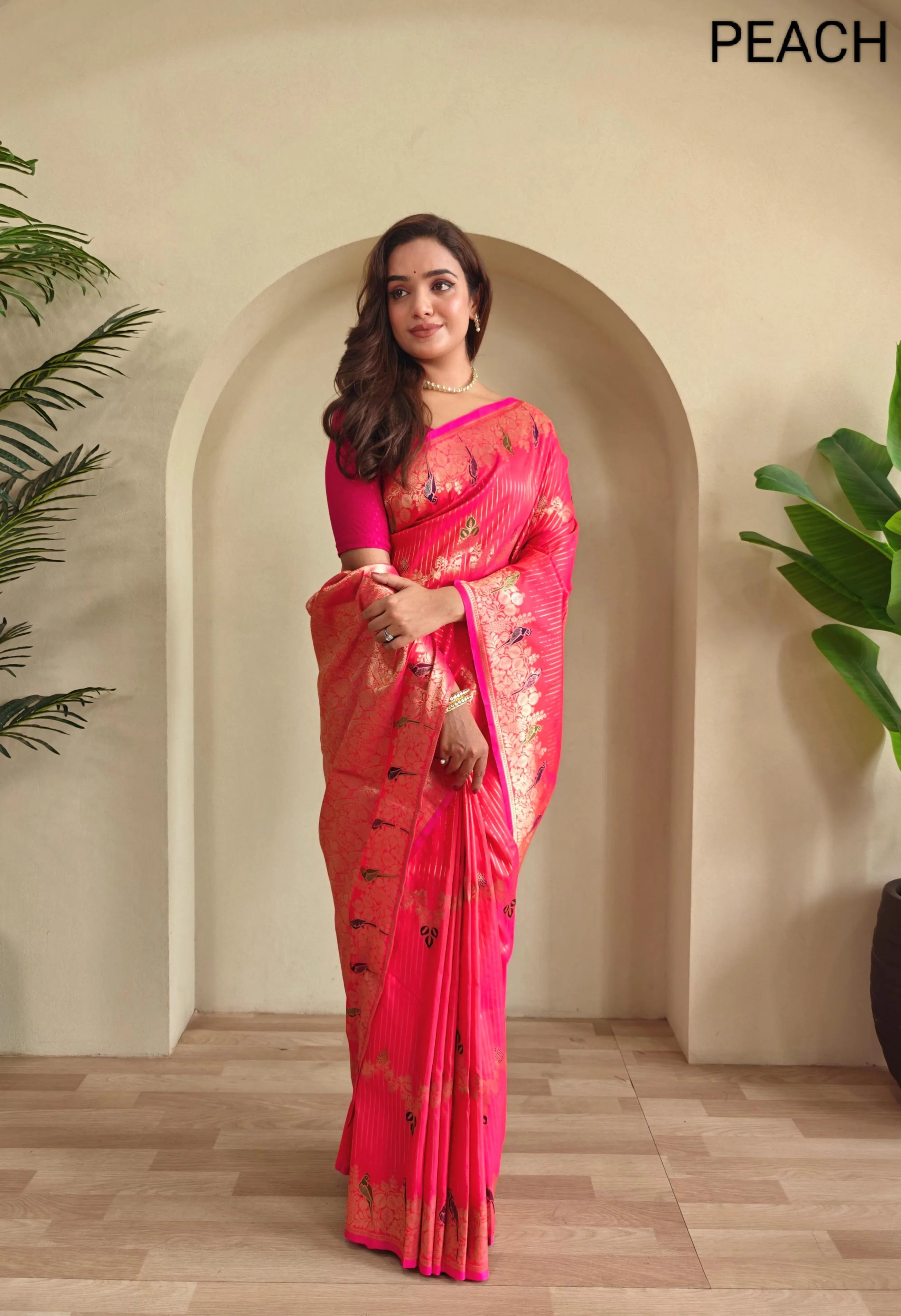 Banarasi Mushro Satin Silk Zari Banarasi Weaving Saree